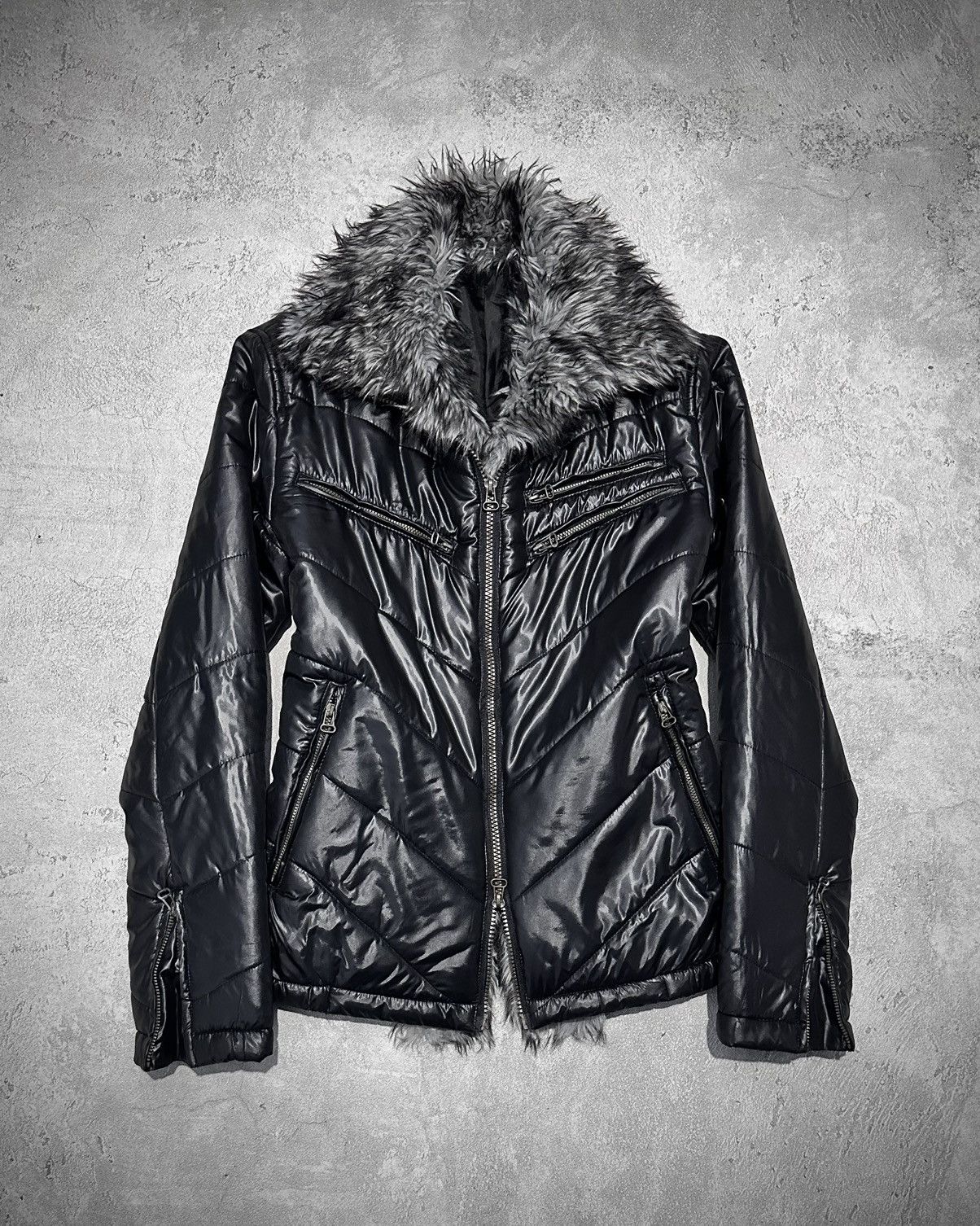 ジャケット・アウター daisy archive vkei if kmrii fur jacket If Six Was Nine × KMRii Bernings Sho Fur Collar Rider Jacket Vkei