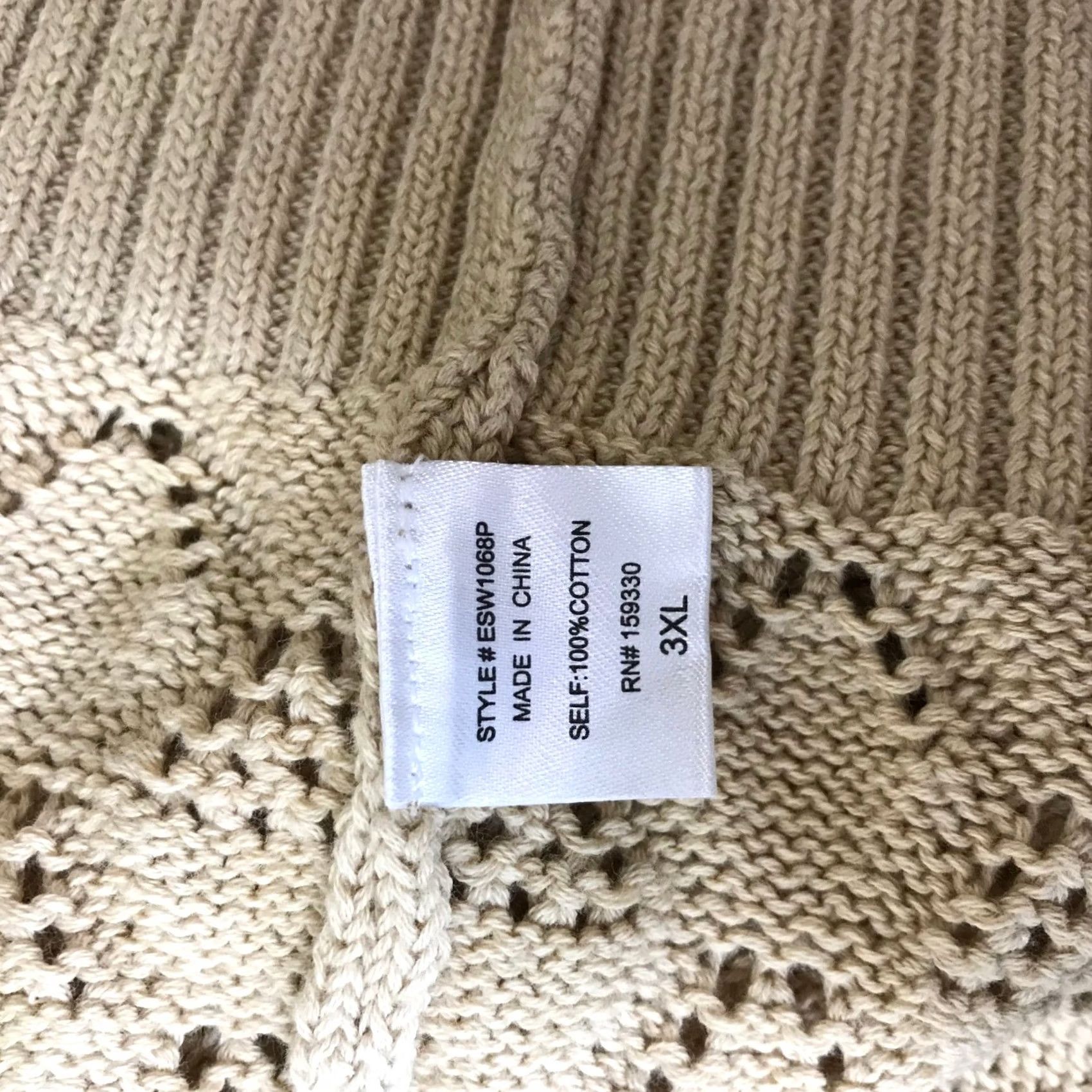 Vintage HEYSON Cardigan Knit Diamond Pattern Open Front Pockets Beige Long Size 3XL Size XXL / US 16-18 / IT 52-54 - 8 Thumbnail