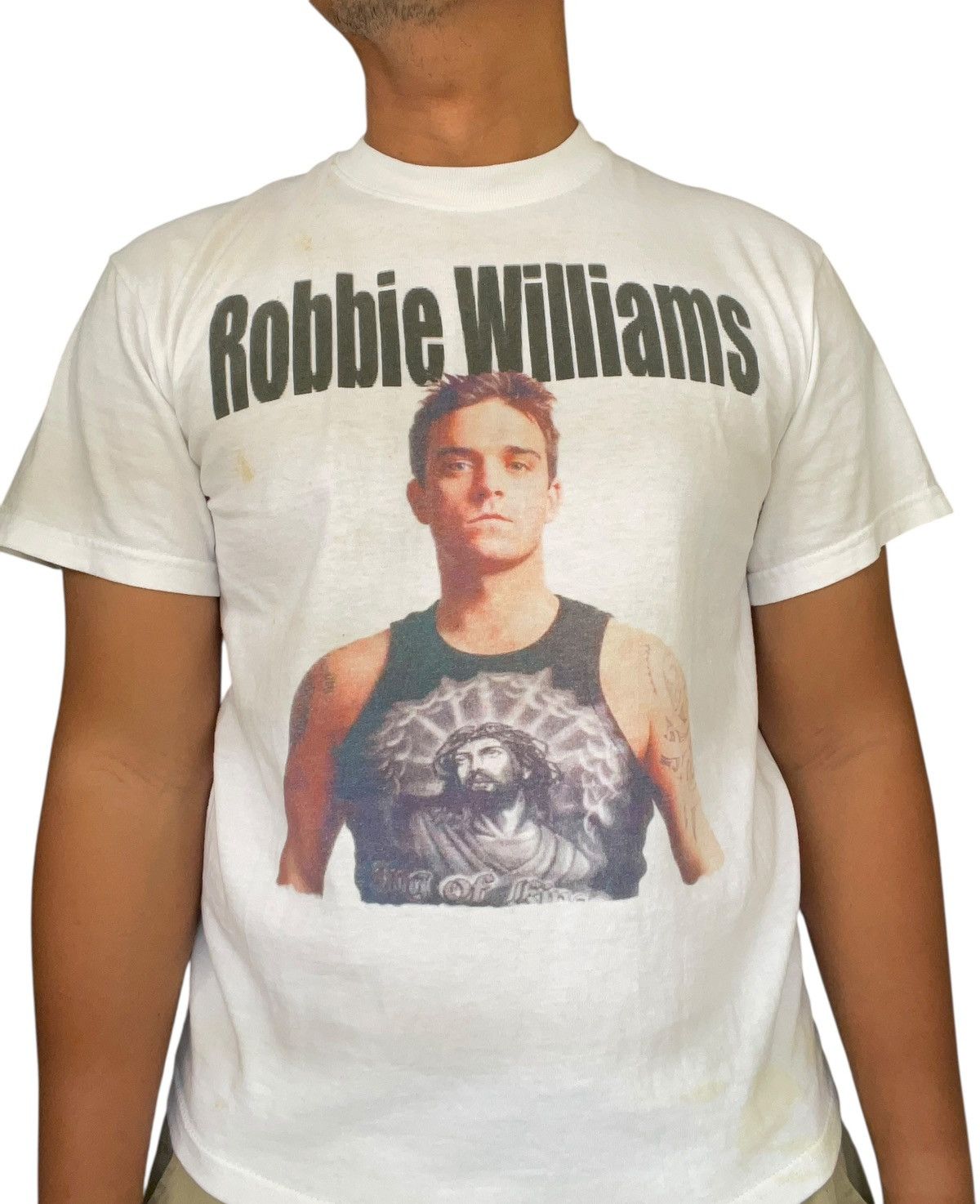 Band Tees × Vintage Vintage 90s Young Robbie Williams Tee Size US S / EU 44-46 / 1 - 14 Thumbnail
