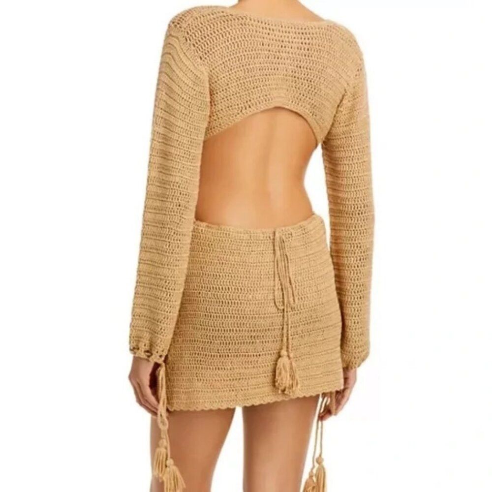 Other New FORE Cut-Out Crochet Beige Mini Dress Size M Size M / US 6-8 / IT 42-44 - 2 Thumbnail