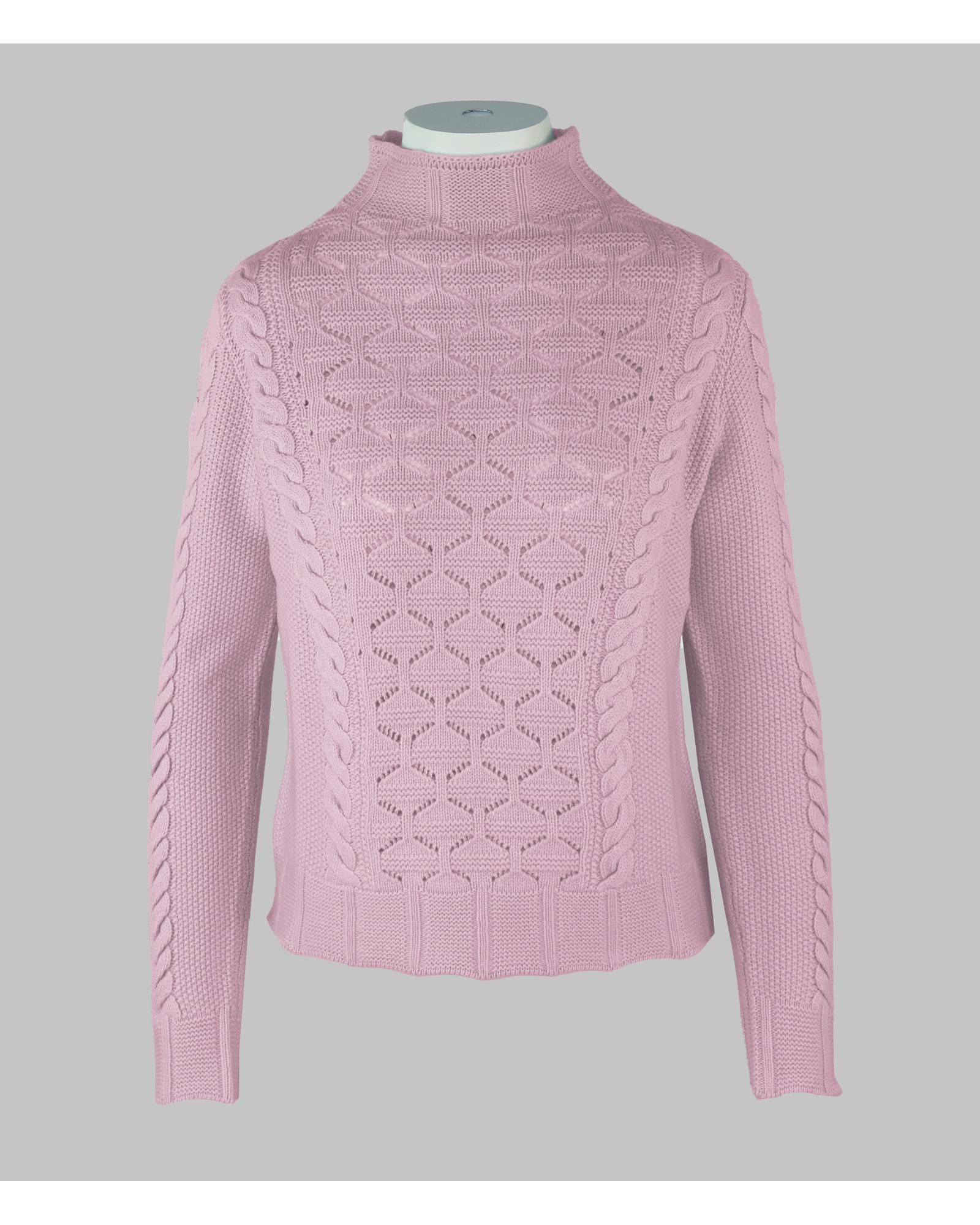 image of Malo Wool Cashmere Round Neck Sweater in Pink, Women's (Size Small)