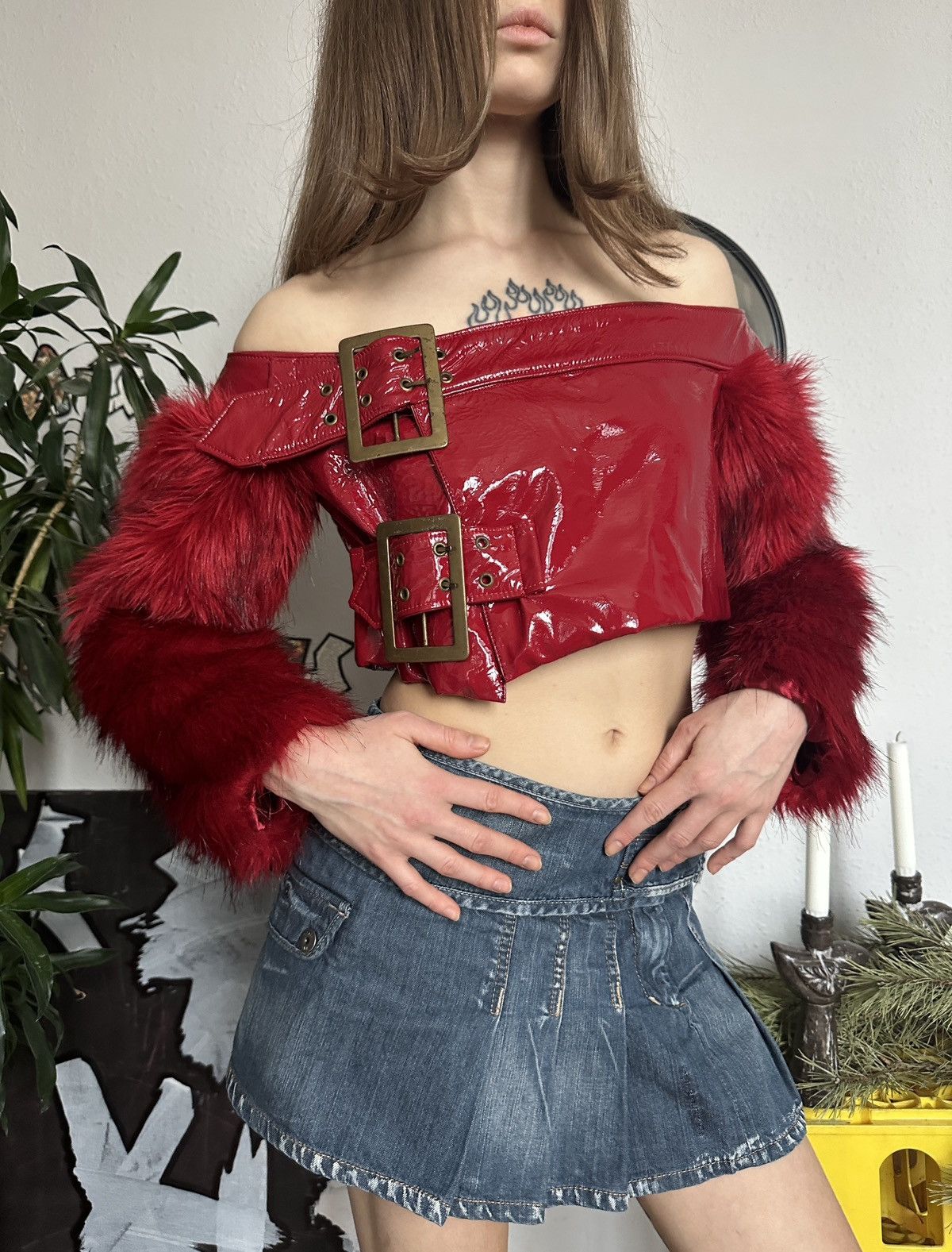 Designer Josephina Sexy y2k Faux Fur Sleeve Chunky Buckle Bratz Size M / US 6-8 / IT 42-44 - 9 Thumbnail