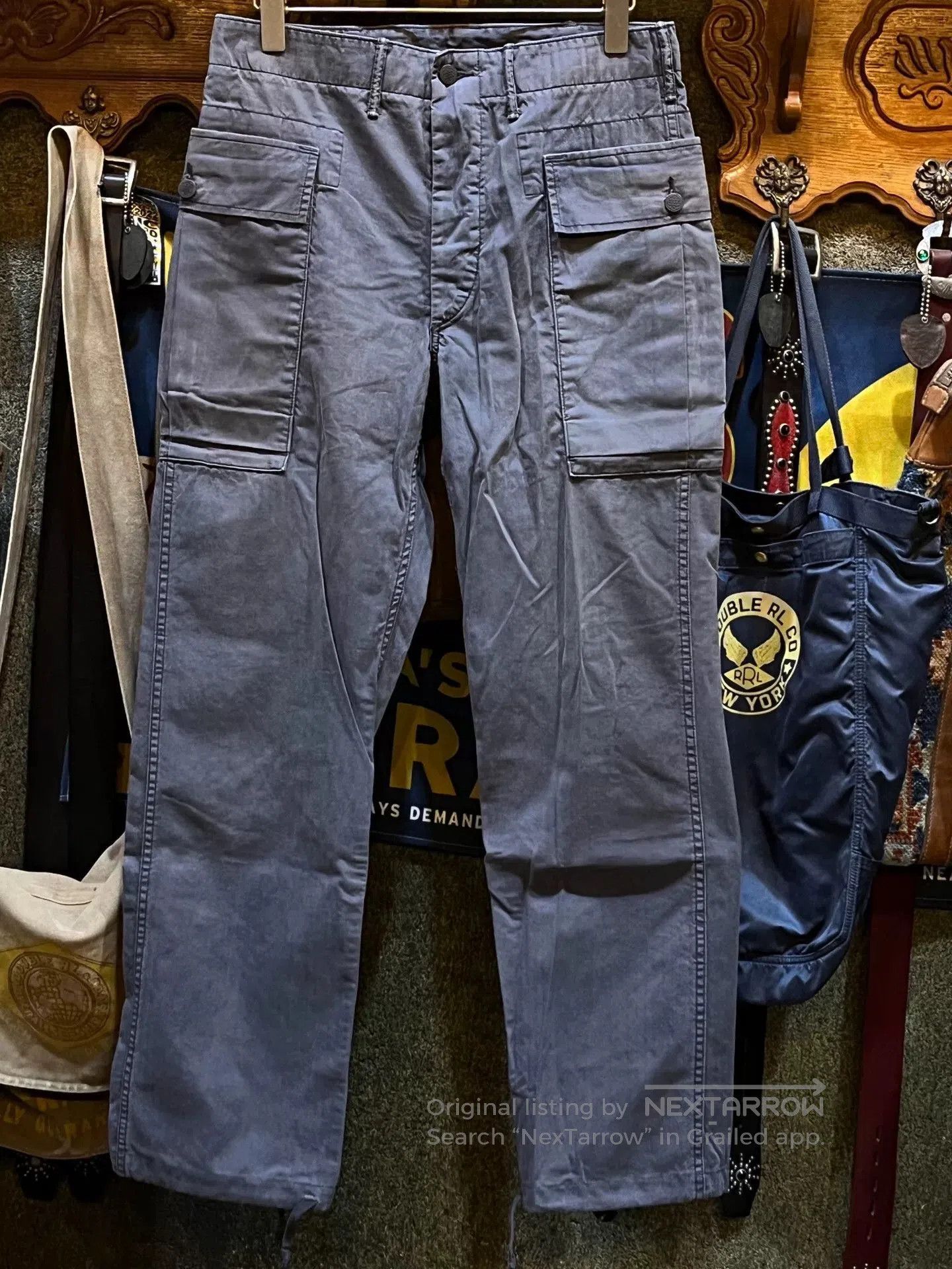 gray cargo pants by ralph lauren.