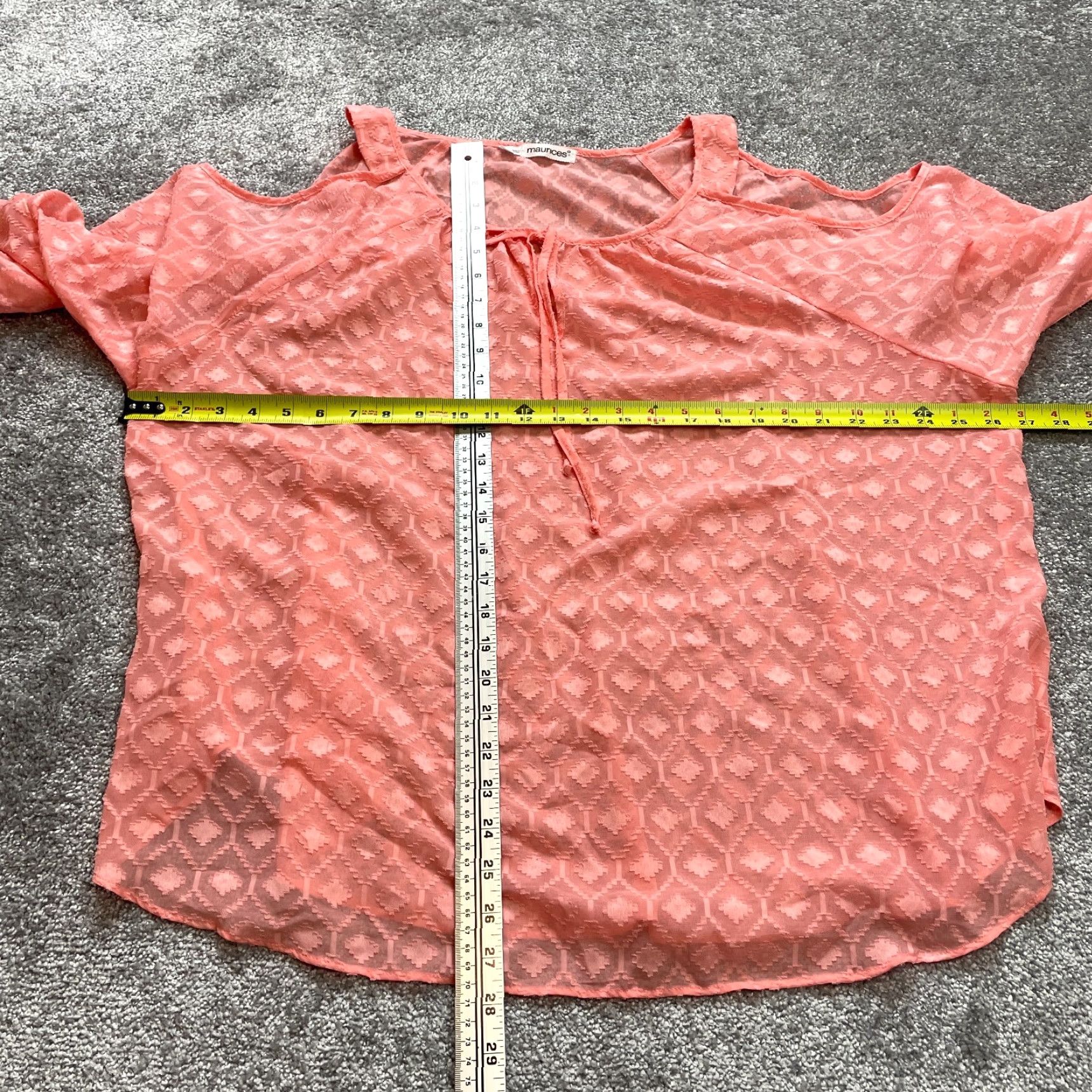 Vintage Maurices Blouse Shirt Womens 3X Pink Lined Cold Shoulder 3/4 Sleeve Lace Top Size XXL / US 16-18 / IT 52-54 - 4 Thumbnail