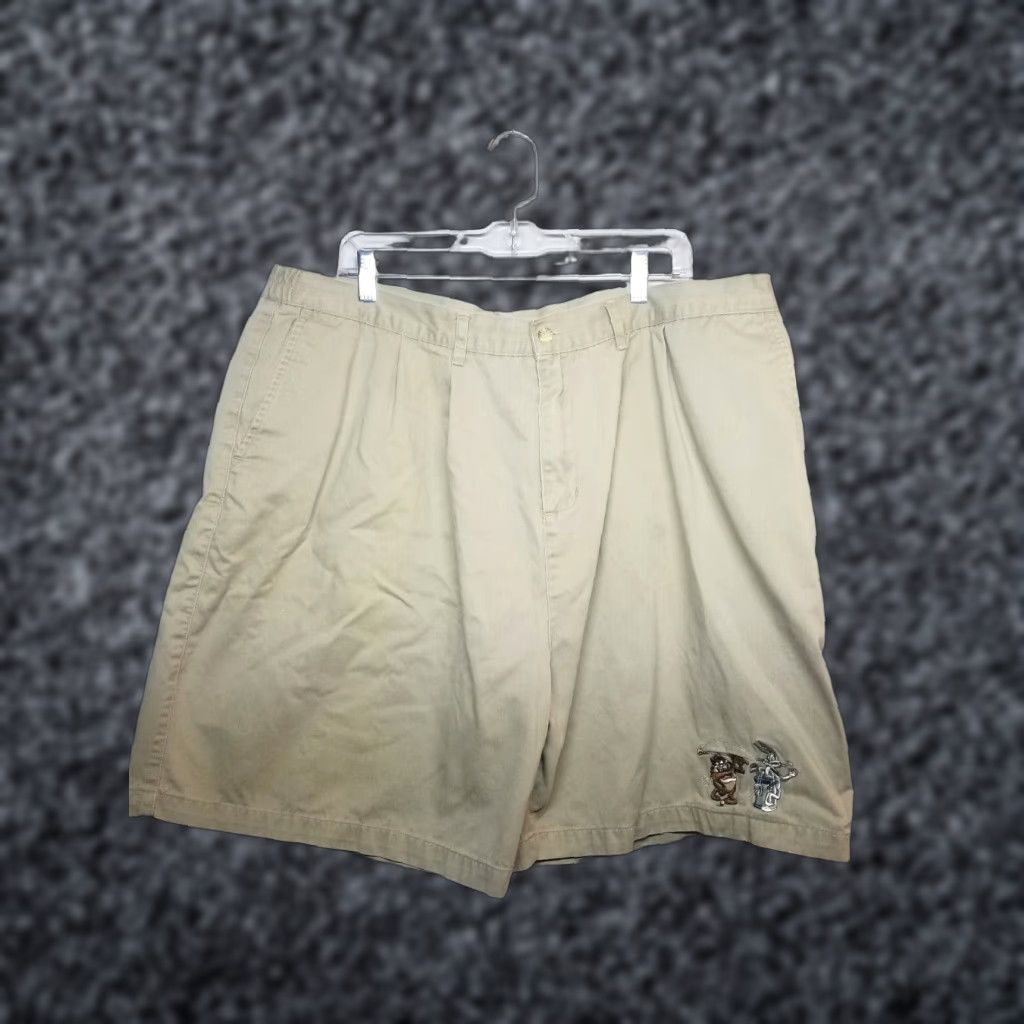 Vintage VINTAGE Warner Bros Studio Store Taz Bugs Golf Golfing Shorts Khaki Mens XXXL Beige 100% Cotton Pleated Front Zip Casual Shorts Men Size US 39 - 1 Thumbnail