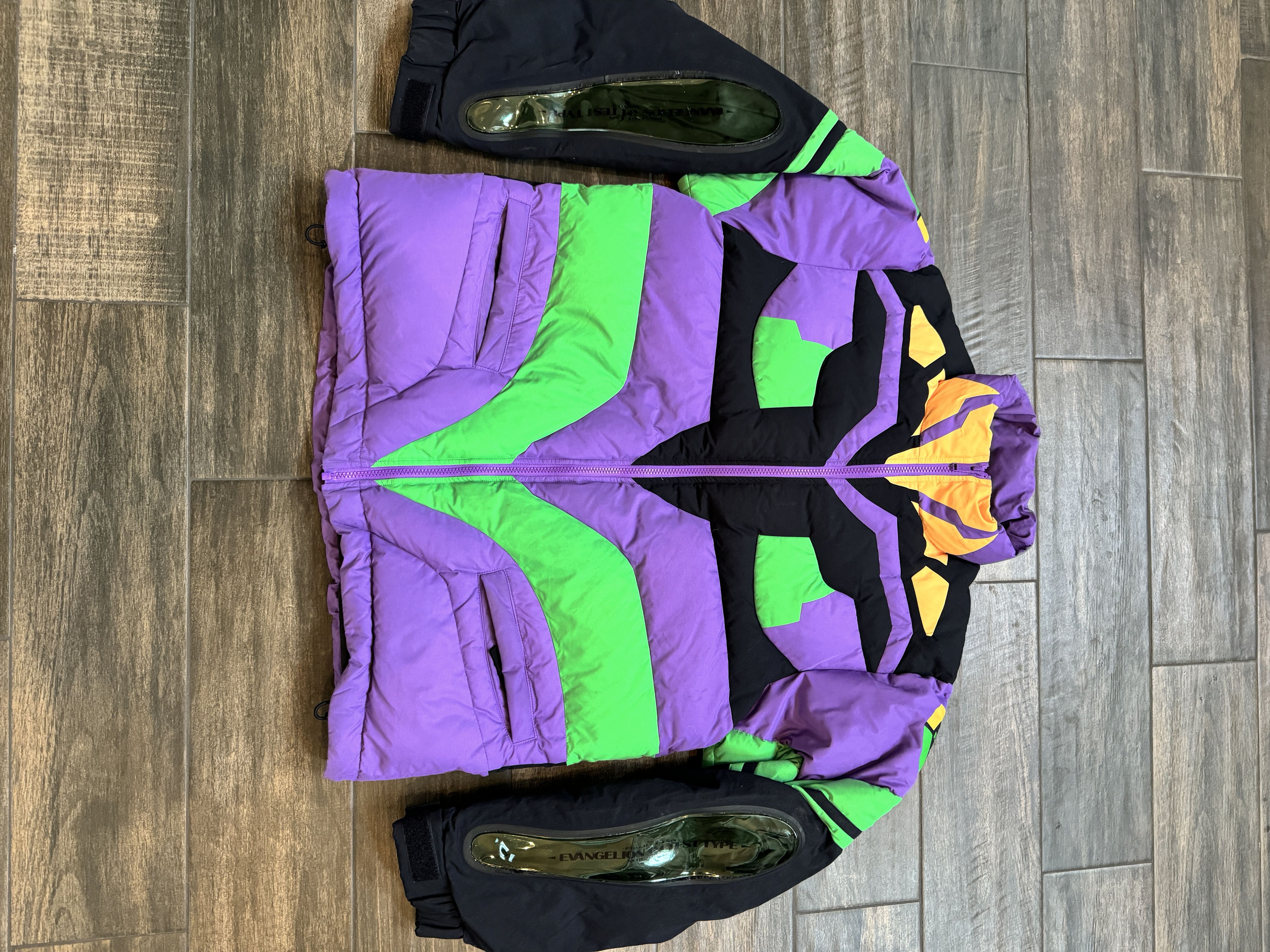 image of Eva 01 Evangelion Undercover Puffer Jacket in Purple, Men's (Size Medium)