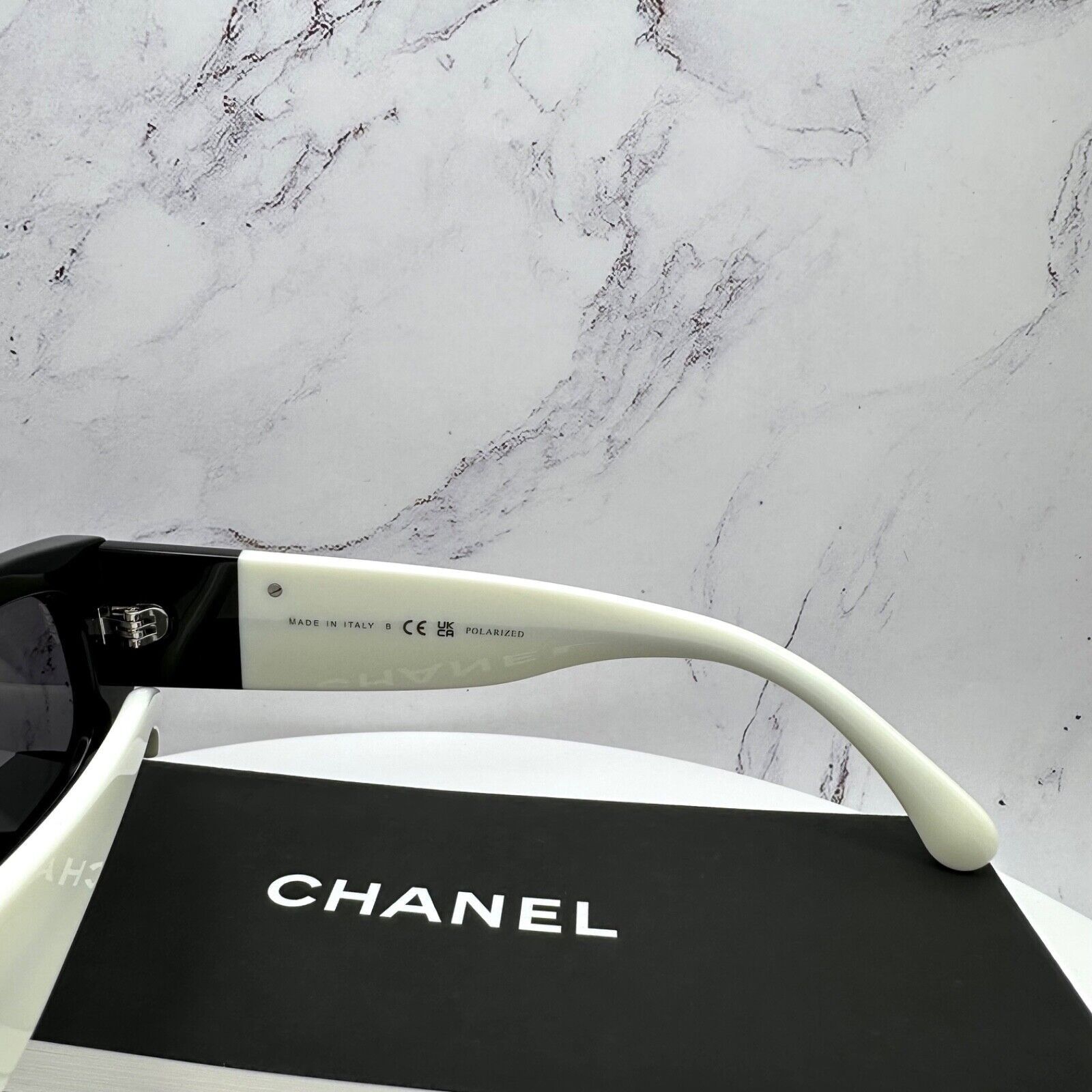 New CHANEL Sunglasses Black White Polarized CC Logo
