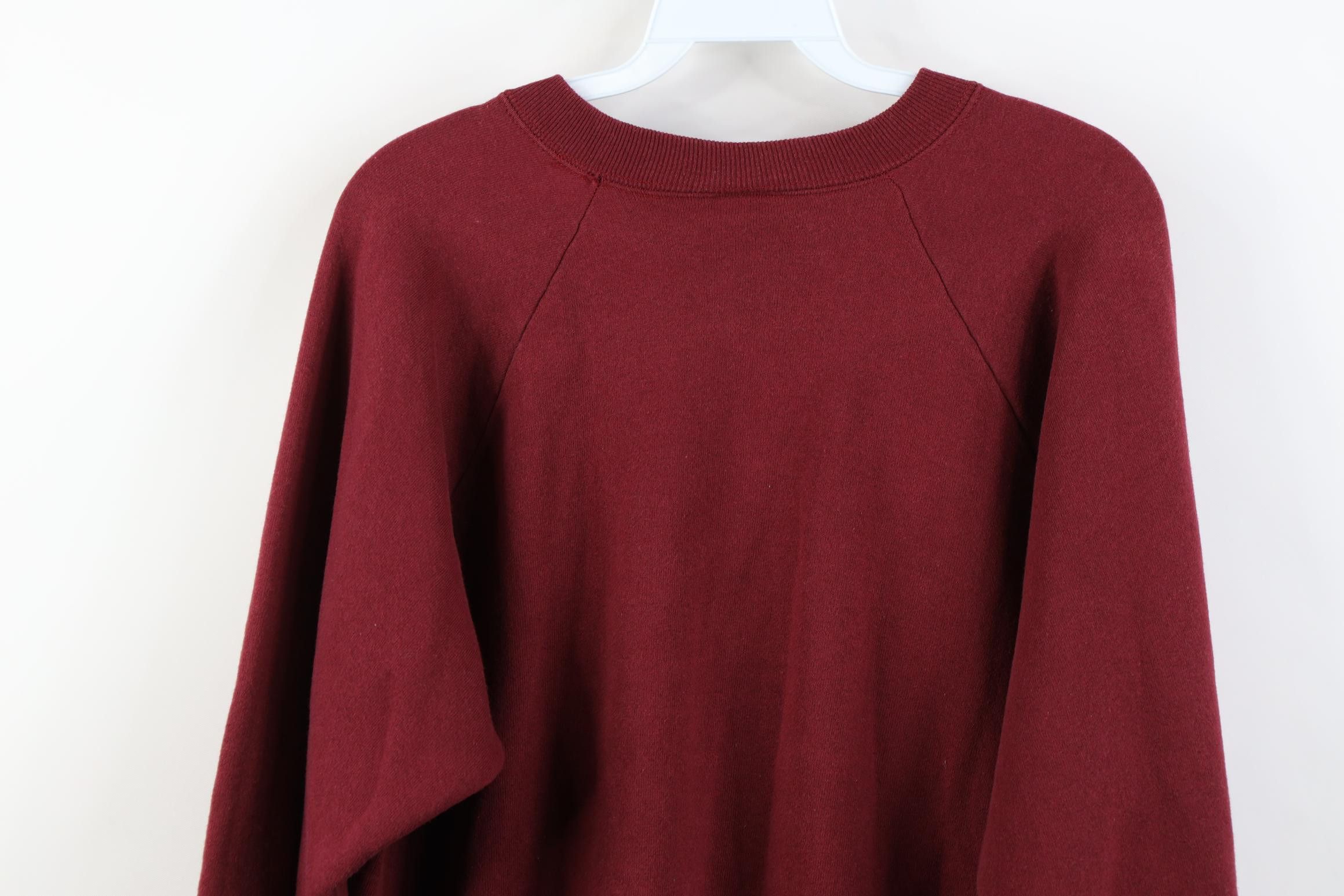 Vintage Vintage 90s Streetwear Crewneck Sweatshirt Burgundy Red USA Size US XL / EU 56 / 4 - 9 Thumbnail