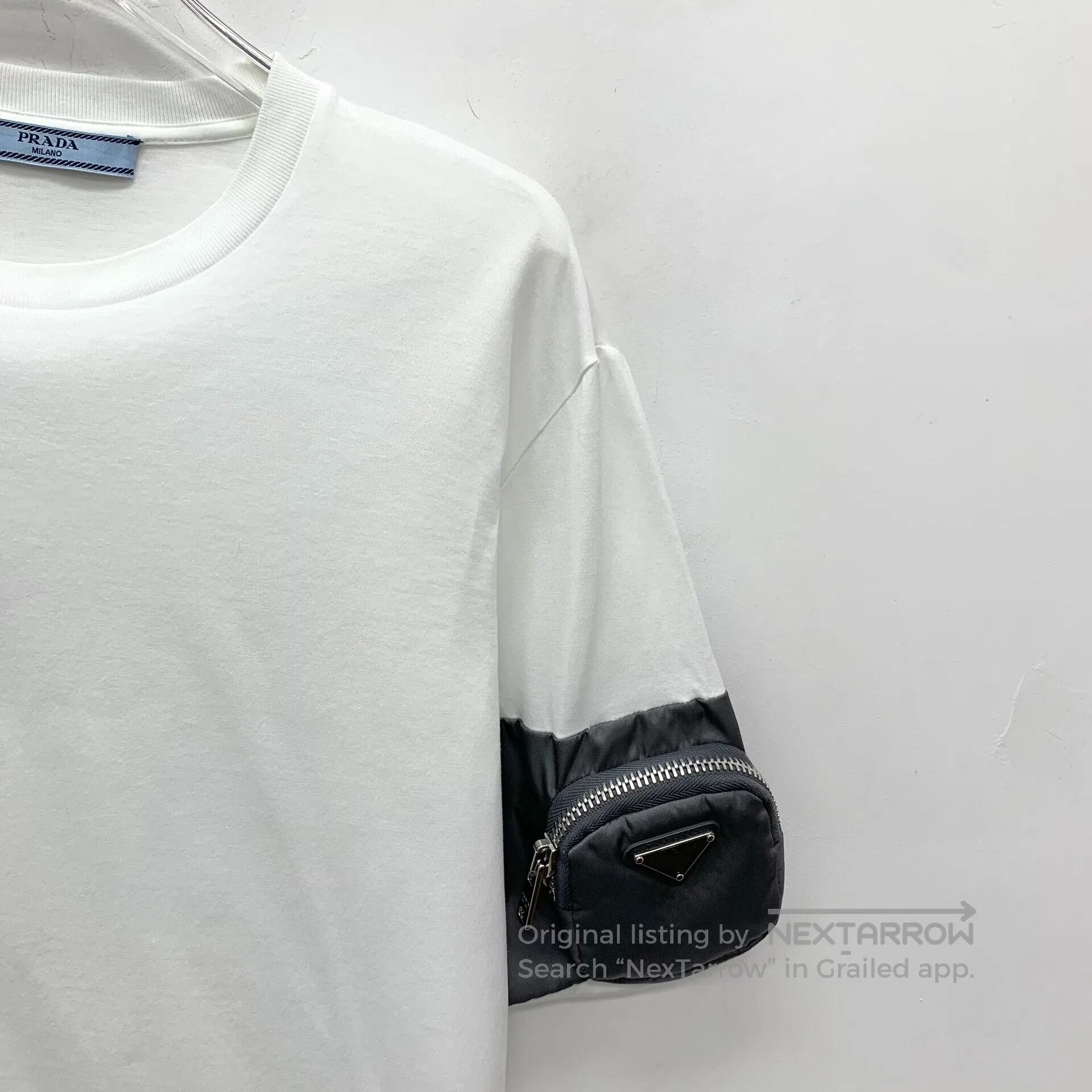 Prada Prada White Pocket Triangle Logo Cotton Crew Neck Short Sl Size US XS / EU 42 / 0 - 3 Thumbnail