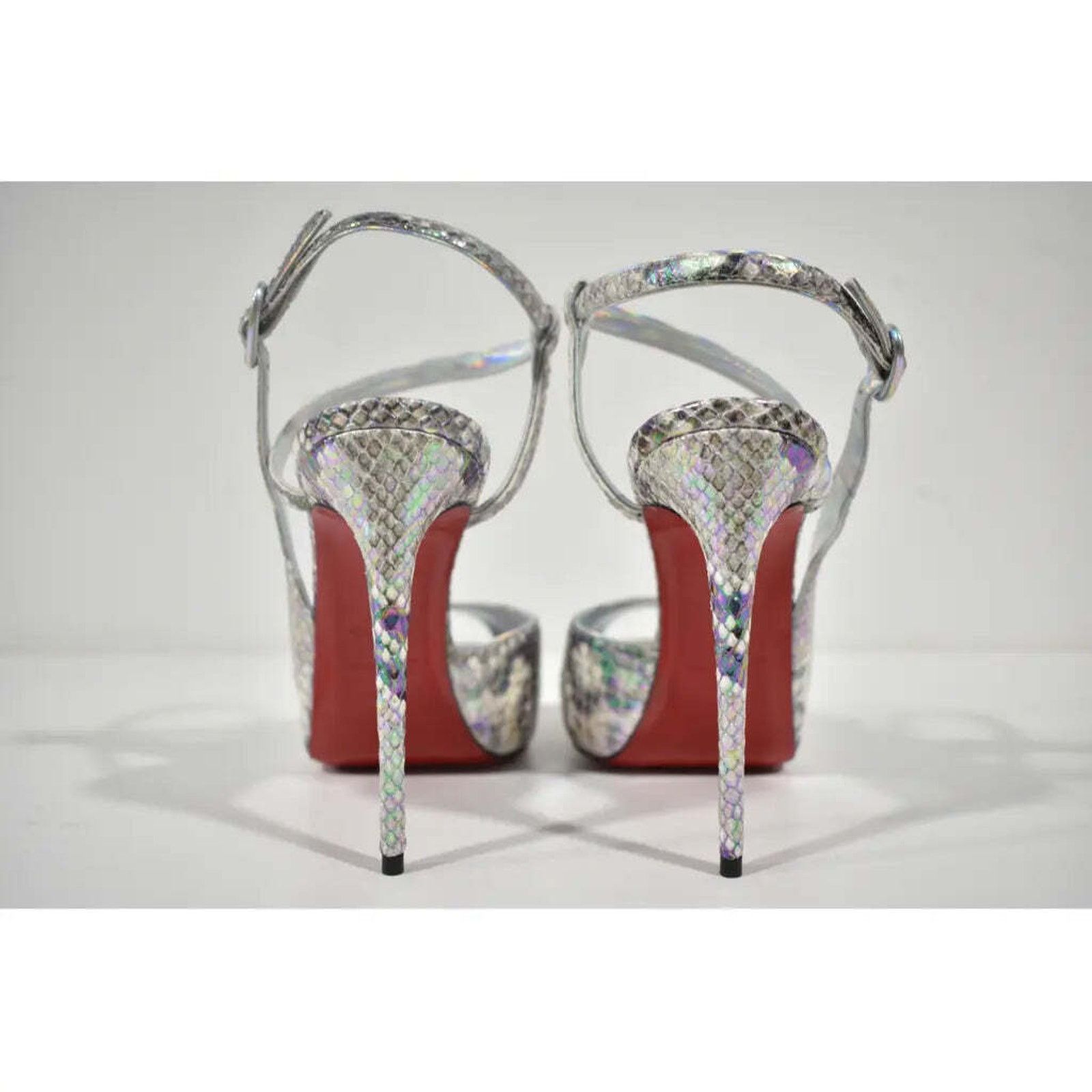 Christian Louboutin Jenlove Alta 120 Grey Snakeskin Platform Sandal Heel Pump 38 Size US 8 / IT 38 - 11 Thumbnail