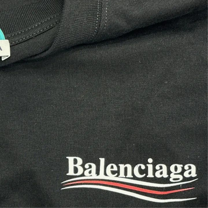 Balenciaga Balenciaga Black Logo Print Short Sleeve T-shirt 0079-2507 Size S / US 4 / IT 40 - 4 Thumbnail