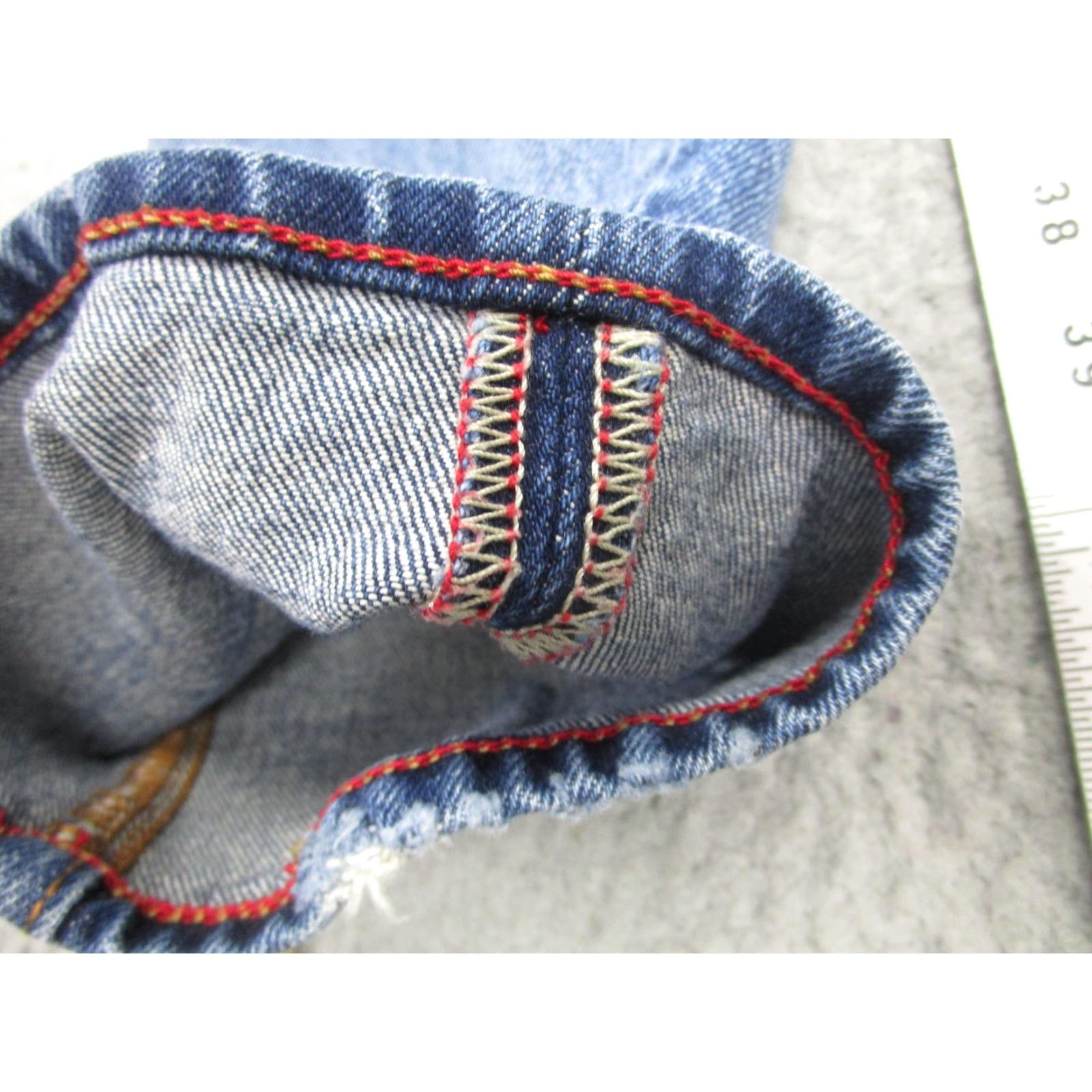 Gap VINTAGE Gap Cone Denim Jeans Mens 31x34 Slim Skinny Denim Blue Distressed Patchwork Redline Repair Size US 31 - 3 Thumbnail