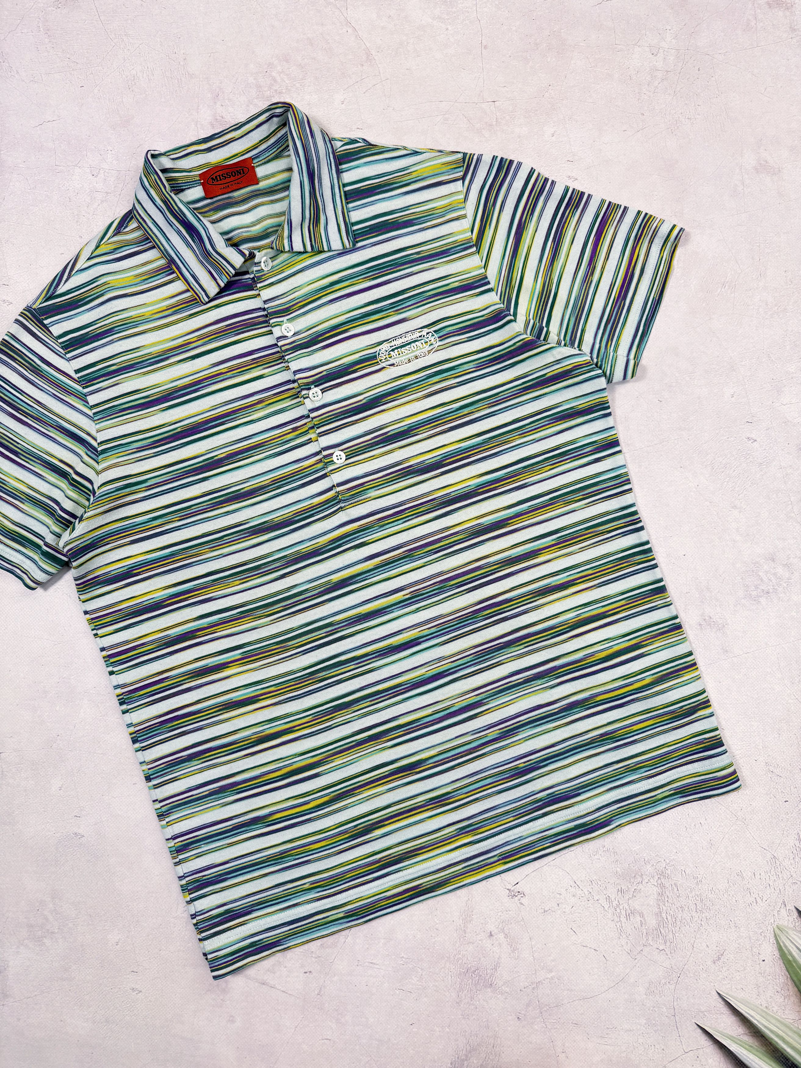 Missoni Missoni Polo T-Shirt Multicolor Abstract Striped Italy Size US M / EU 48-50 / 2 - 4 Thumbnail