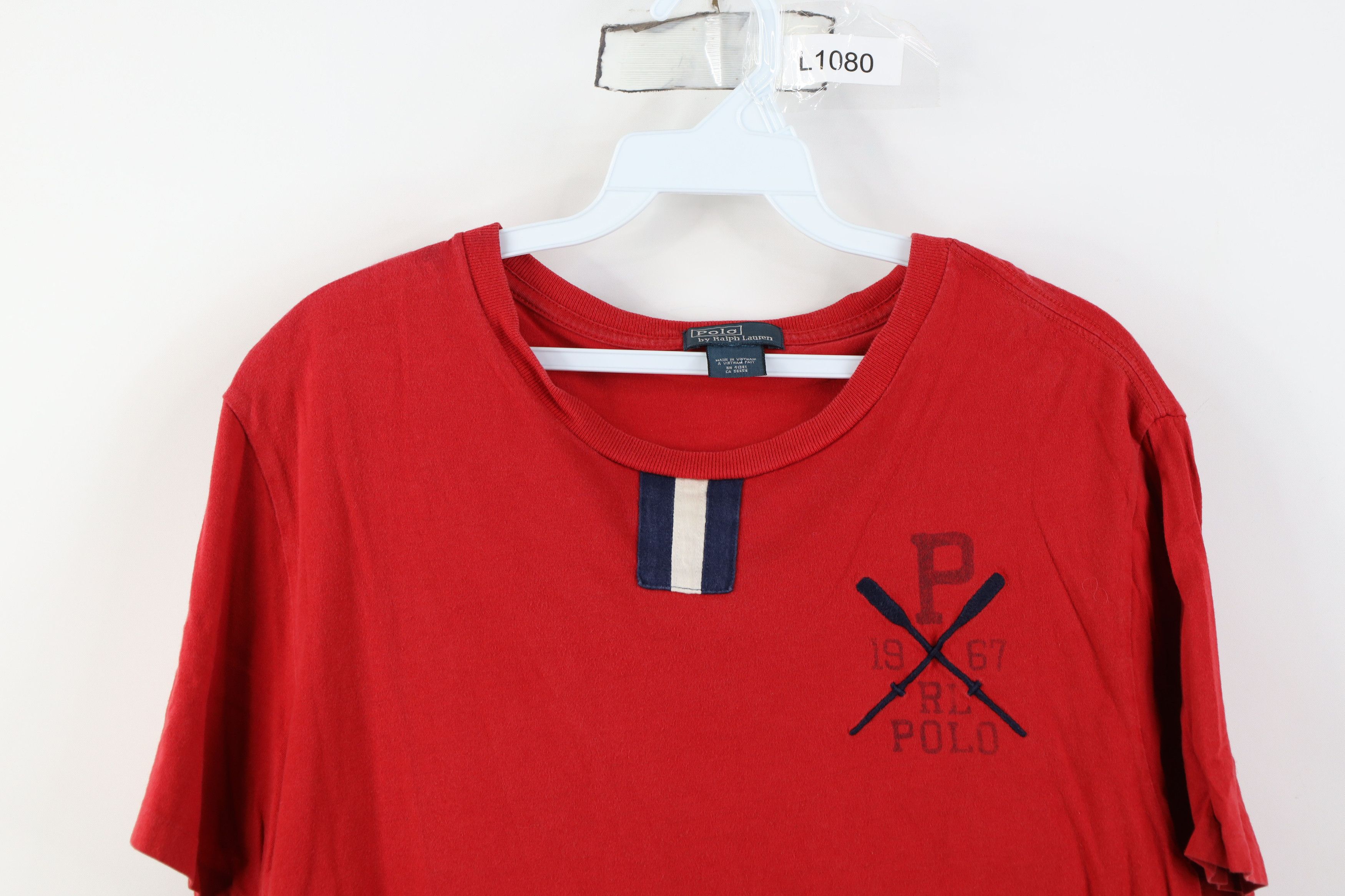 Ralph Lauren Vintage 90s Ralph Lauren Spell Out Crew Rowing T-Shirt Red Size US S / EU 44-46 / 1 - 2 Thumbnail