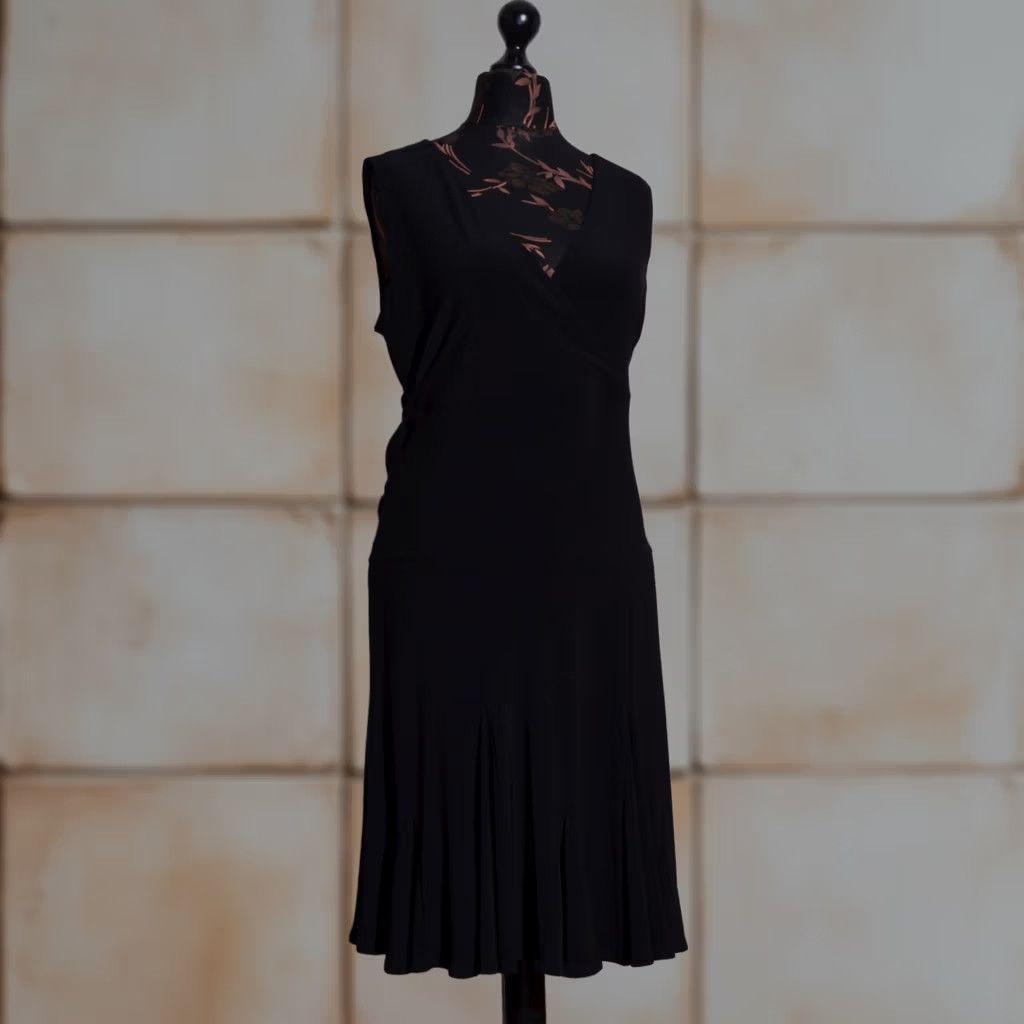 Joseph Ribkoff Joseph Ribkoff Dress Black Faux Wrap Sleeveless Women's UK18 US16 D44 Knee Length V-Neck Party/Cocktail A-Line XS? Size XXL / US 16-18 / IT 52-54 - 1 Thumbnail