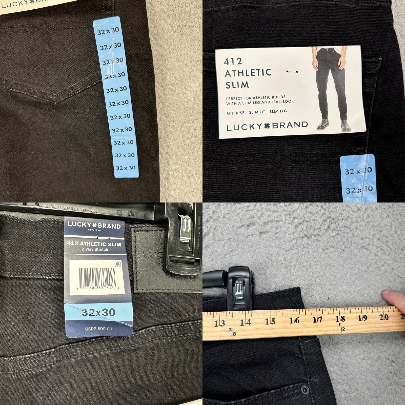 Lucky Brand Lucky Brand 412 Men Slim Fit Jeans 32X30 Black Denim Athletic Pocket 5 Pocket Stretch NEW Size US 32 / EU 48 - 8 Thumbnail