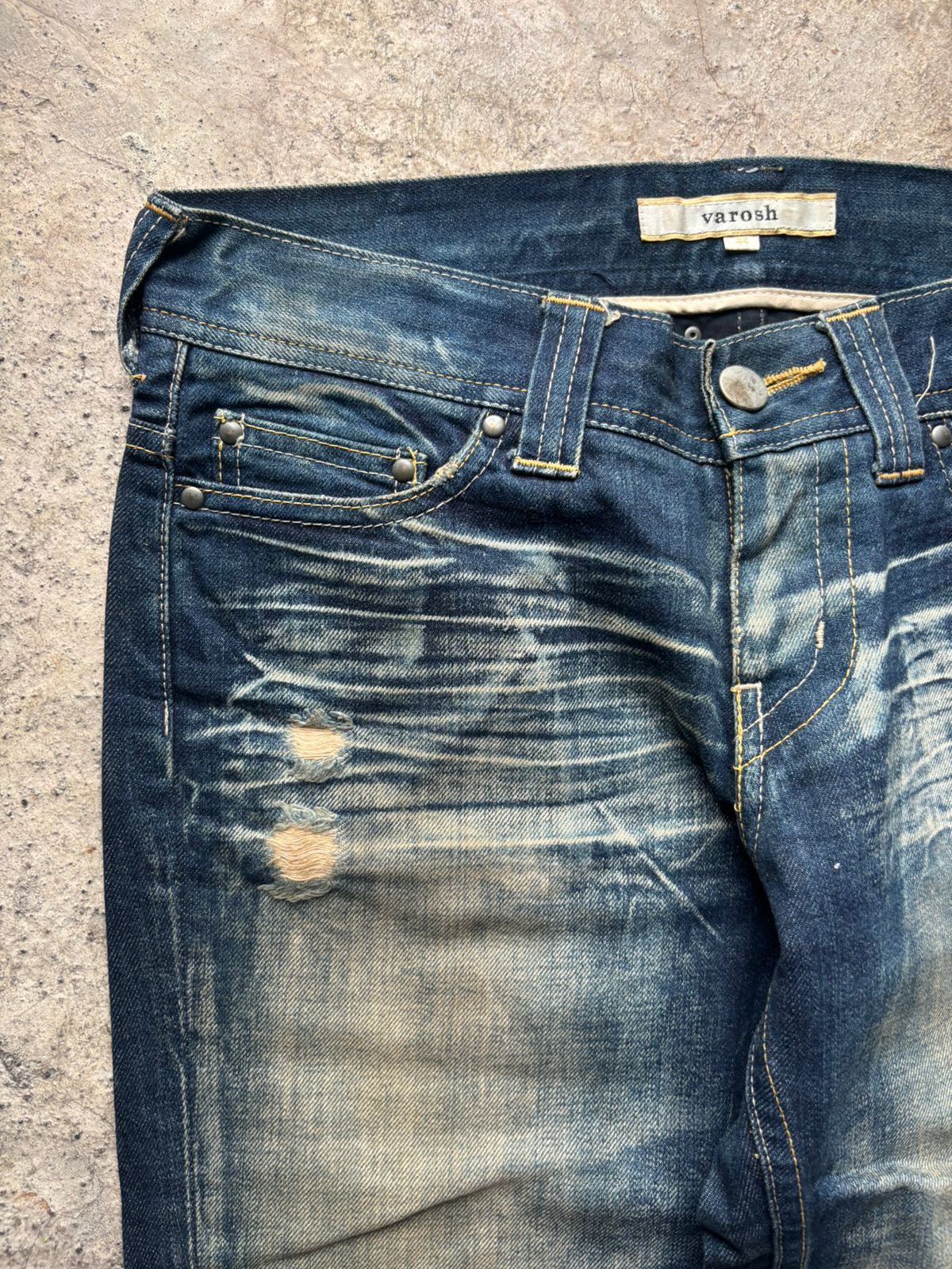 Japanese Brand 2000s Varosh Japan Swarovski Studded Flared Jeans Size US 30 / EU 46 - 9 Thumbnail