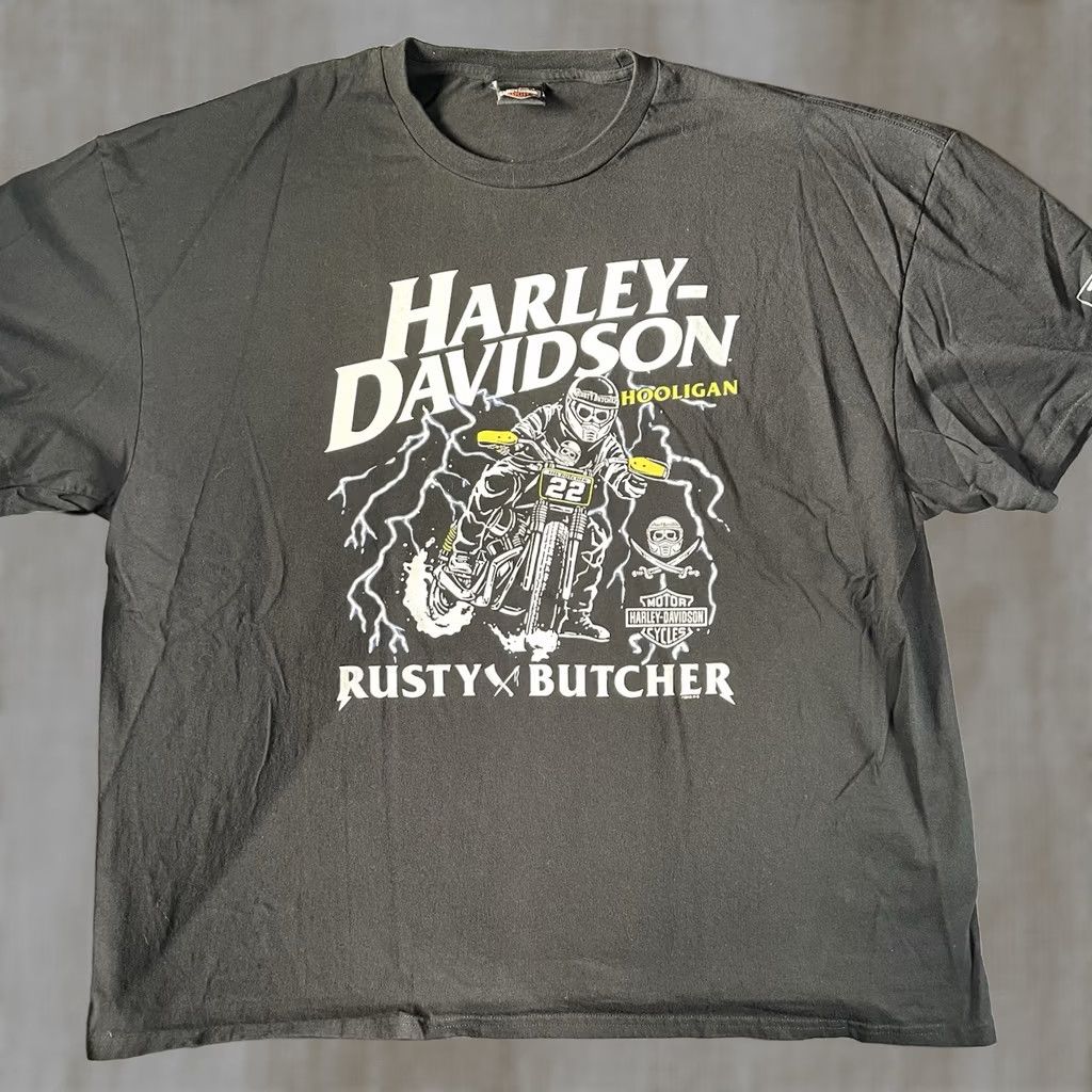 Harley Davidson Harley-Davidson Shirt Mens 3XL Black T-Shirt Rusty Butcher Hooligan Racing Skeleton Motorcross Mens Size US XXL / EU 58 / 5 - 1 Thumbnail