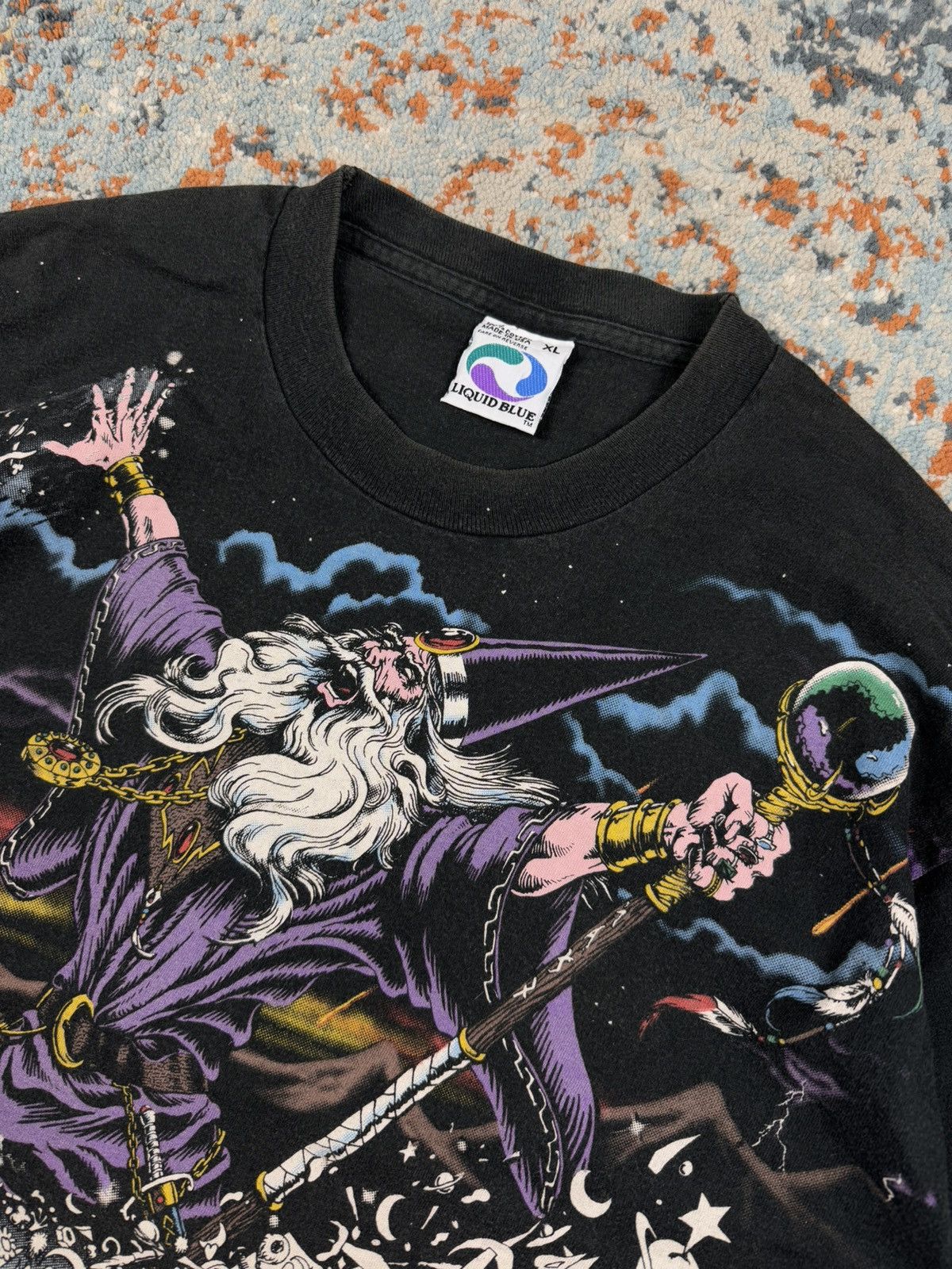 Liquid Blue × Vintage Grail! Vintage 1994 Liquid Blue wizard all over print tee Size US XL / EU 56 / 4 - 8 Thumbnail