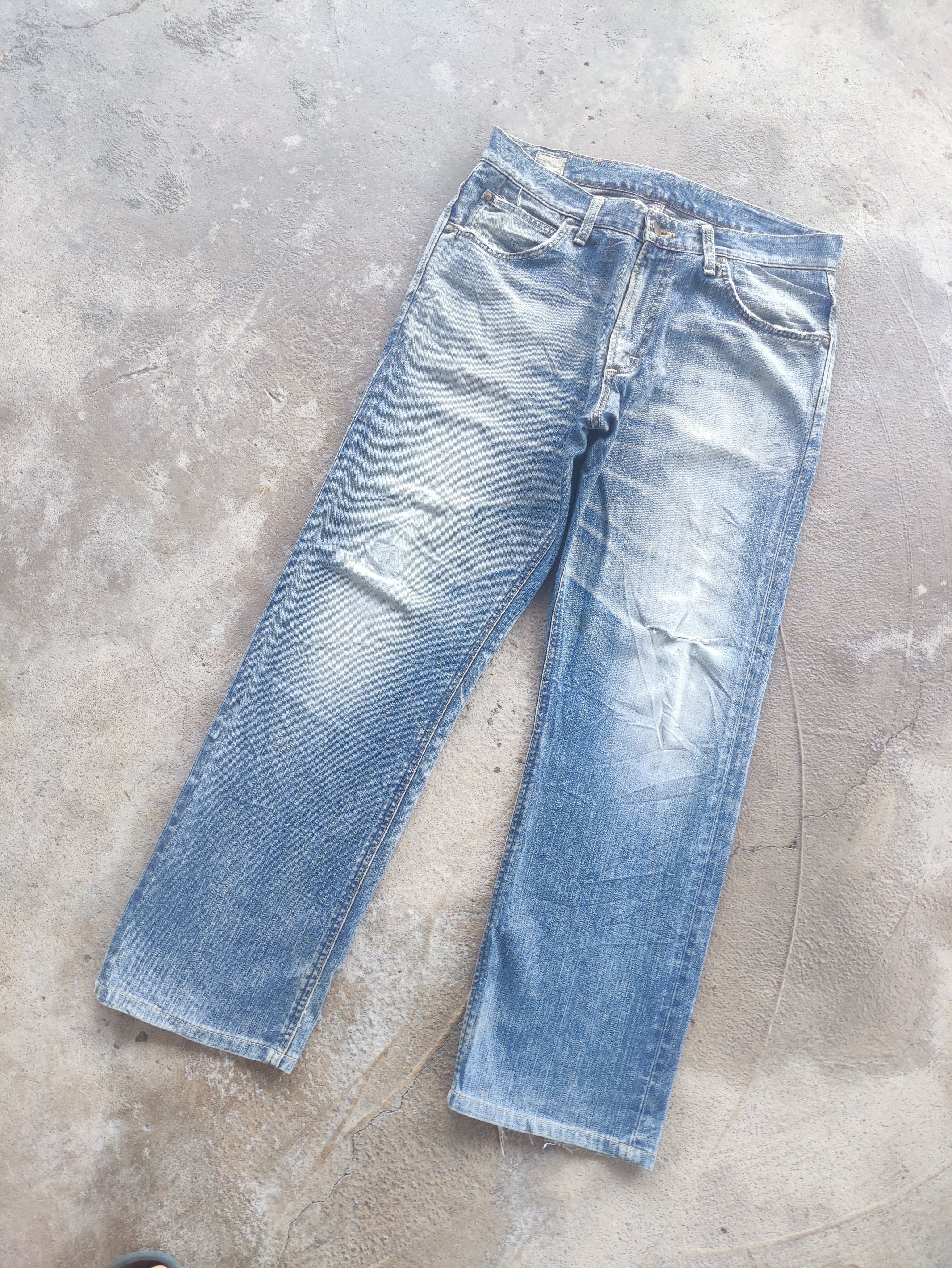Lee Vintage Lee Baggy Distress Faded Denim Size US 34 / EU 50 - 2 Thumbnail