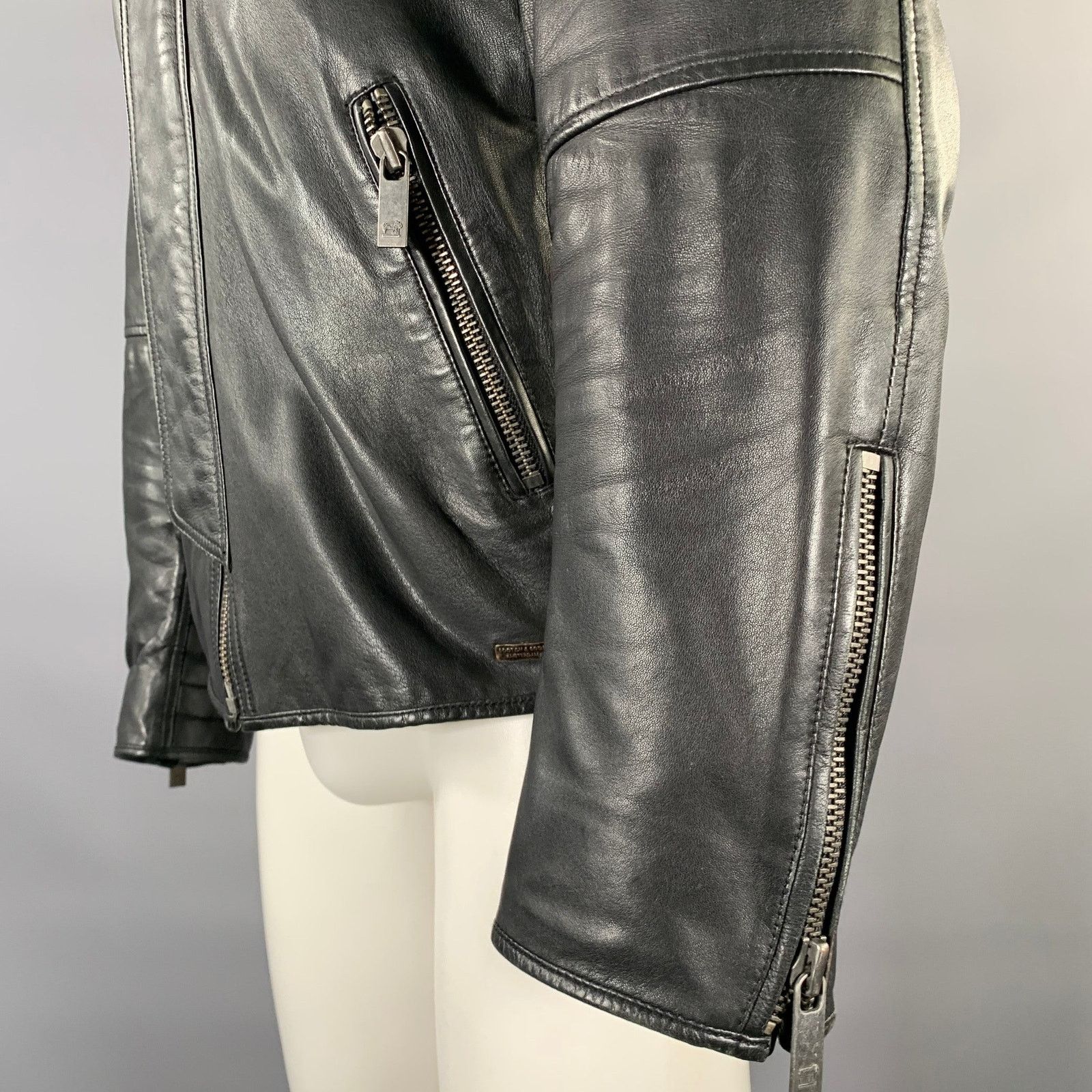 Scotch & Soda SCOTCH AND SODA Size M Black Leather Moto Racer Jacket Size US M / EU 48-50 / 2 - 6 Thumbnail