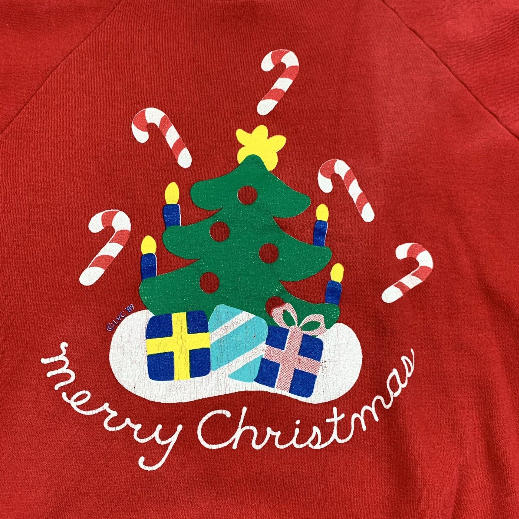 Vintage VINTAGE Healthknit Sweatshirt Men Red Christmas 80s 1989 Crewneck Large L Holiday Size US L / EU 52-54 / 3 - 3 Thumbnail