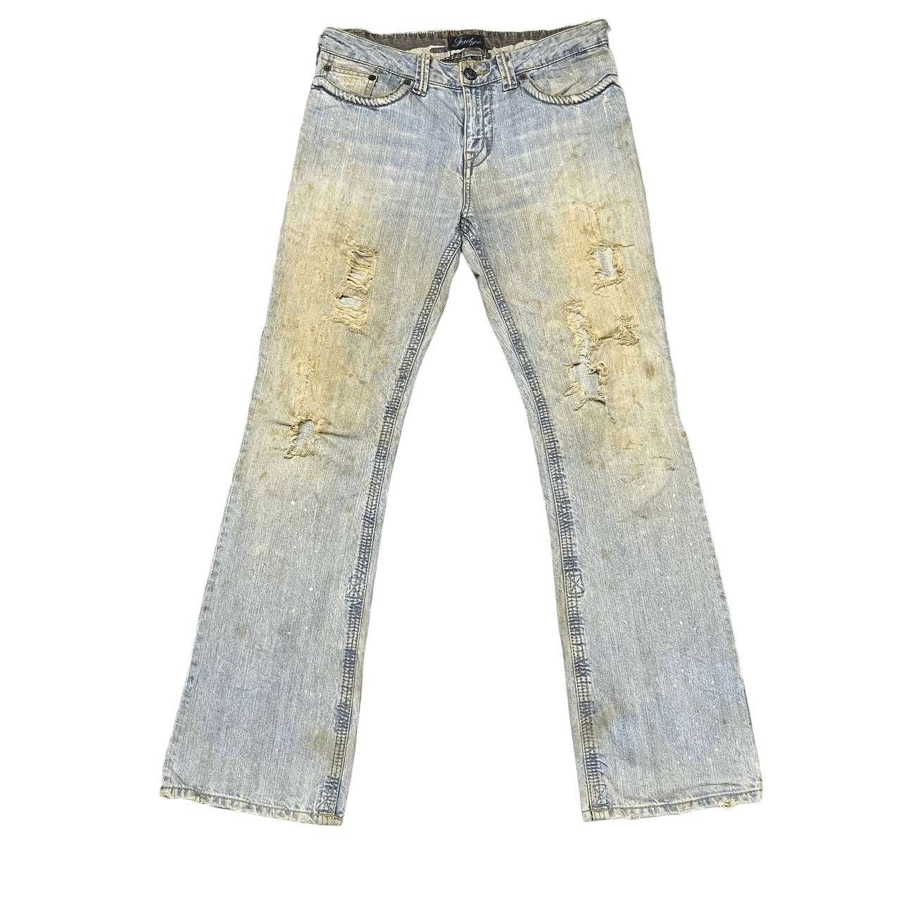Pre-owned If Six Was Nine X Le Grande Bleu L G B Vintage Fudge Thrashed Flared Denim Lgb Ifsixwasnine Style (size 33)