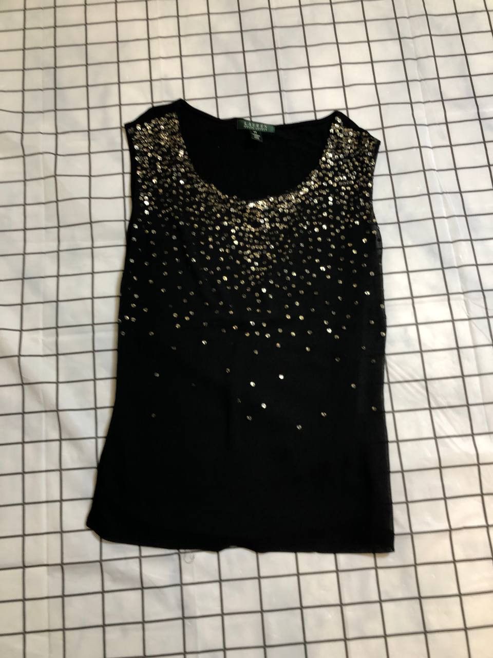 Polo Ralph Lauren LAUREN RALPH LAUREN BLACK VINTAGE GOLD SEQUIN BLOUSE Size XS / US 0-2 / IT 36-38 - 1 Thumbnail