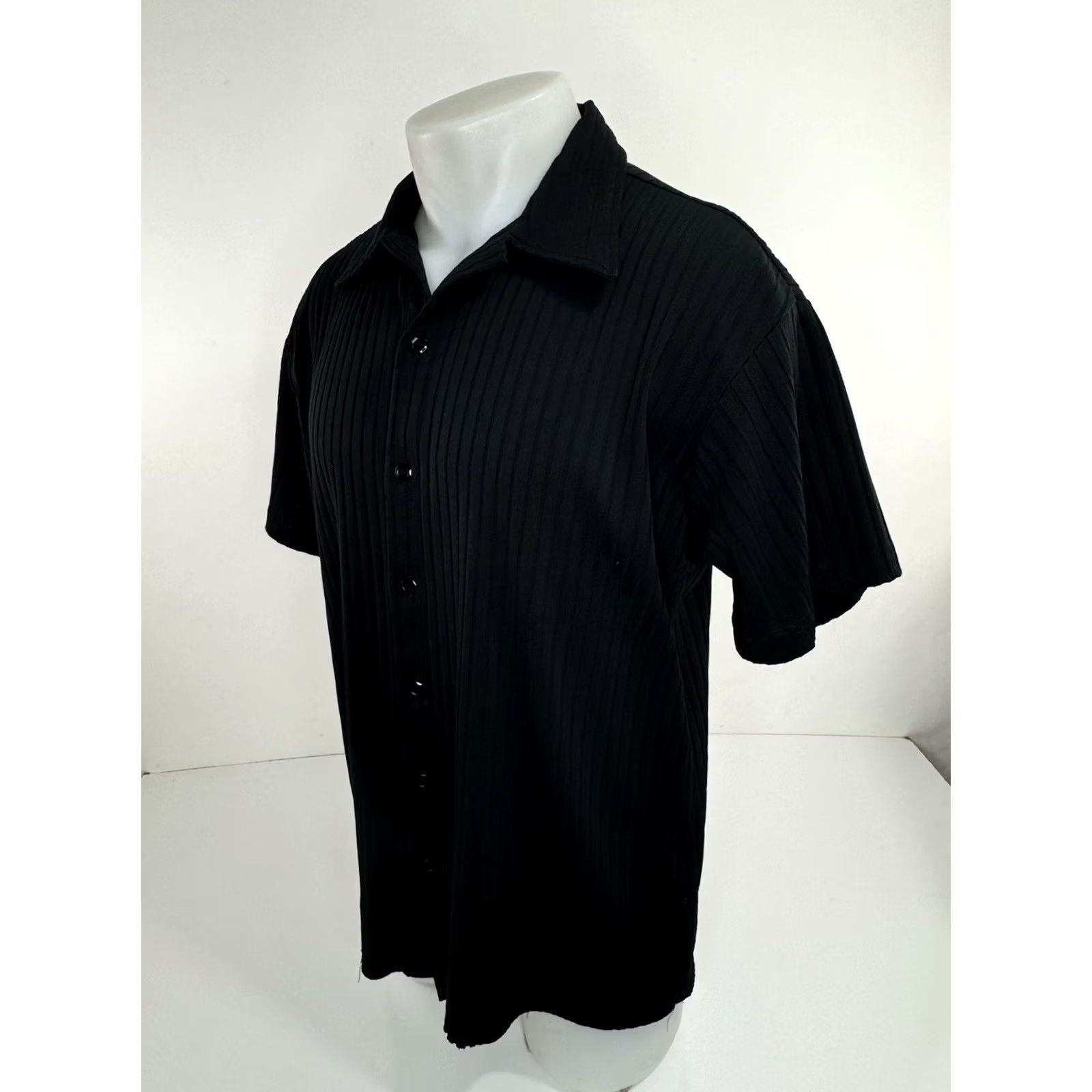 Vintage VINTAGE POSITANO Ribbed Clubbing Shirt L Black Mens Size US L / EU 52-54 / 3 - 2 Thumbnail