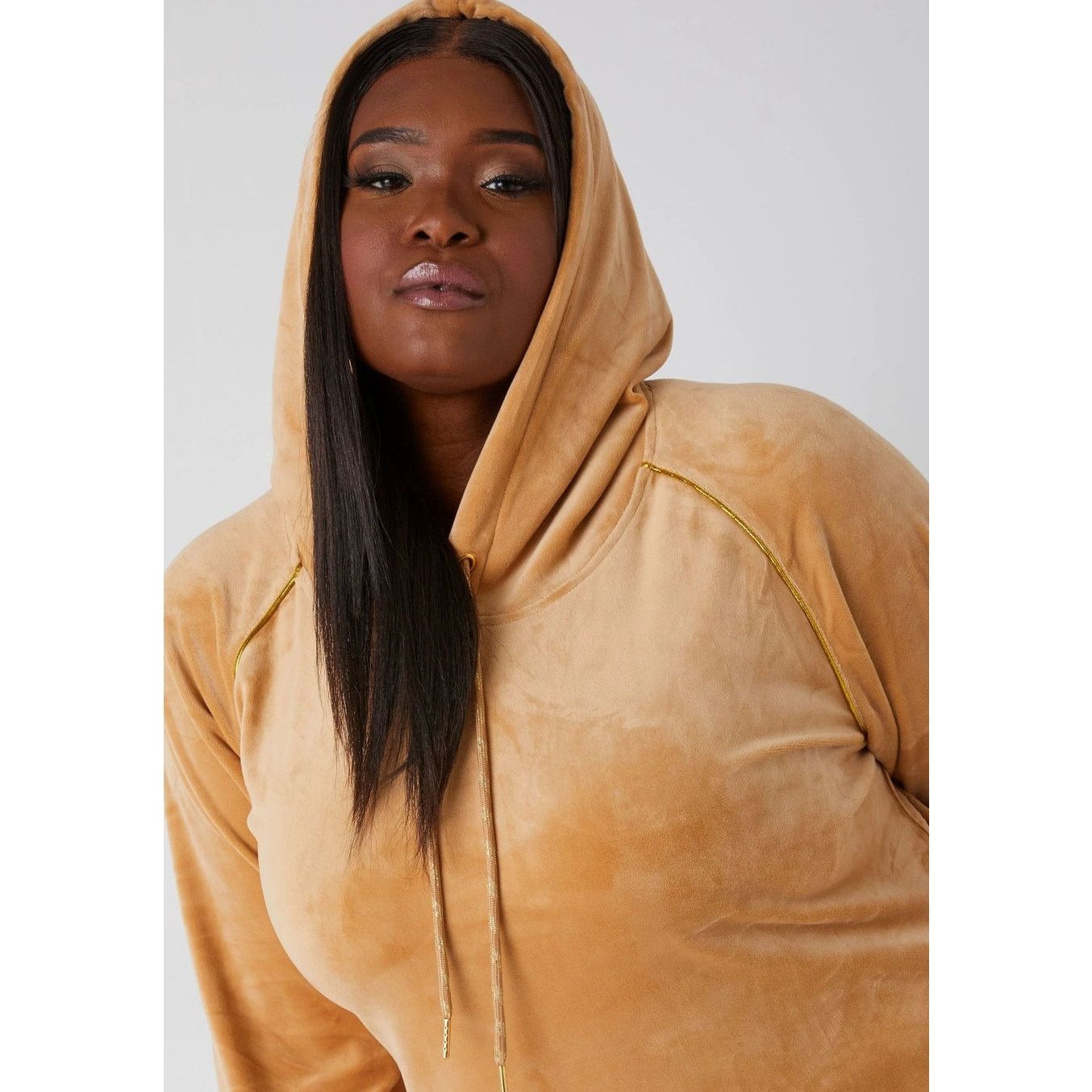 Other PLUS Sz 18/20 2X | Hooded Stretch Velour Dress Loungewear Size XXL / US 16-18 / IT 52-54 - 4 Thumbnail