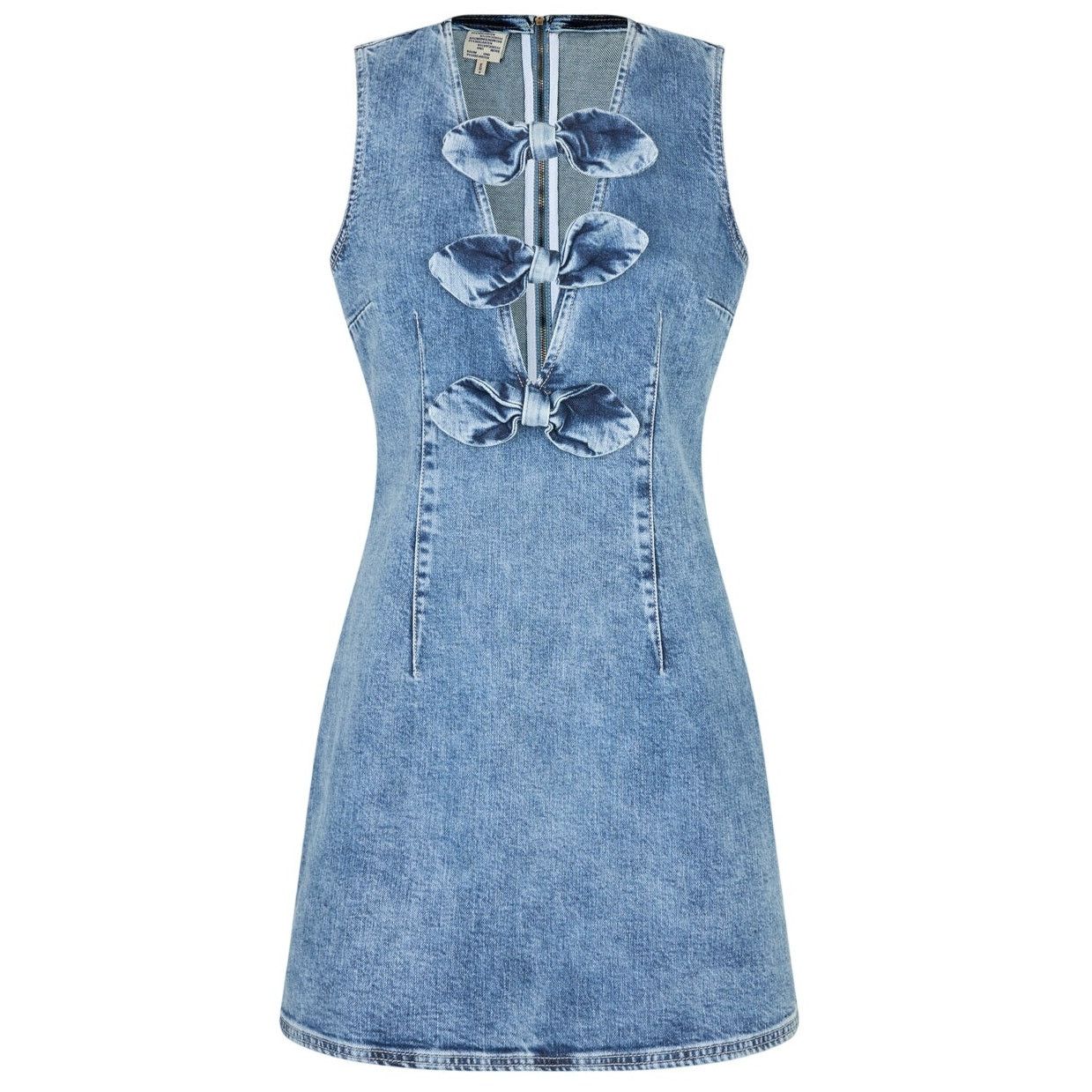 Anthropologie × Baum und Pferdgarten NWT Ajki Bow Denim Mini Dress $249 SIZE 8 Size M / US 6-8 / IT 42-44 - 7 Thumbnail