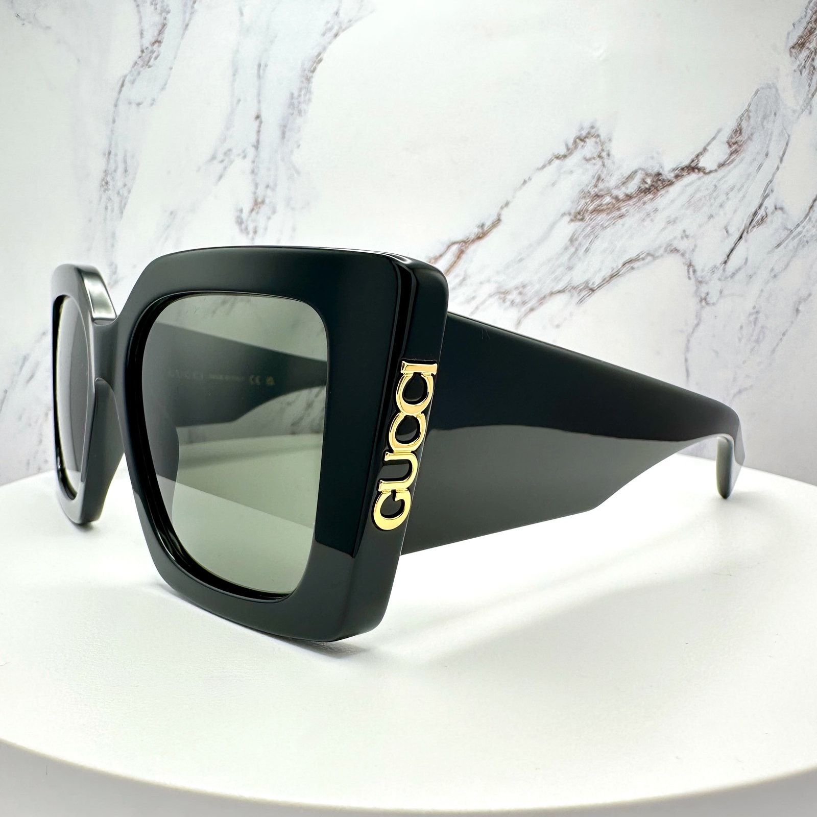 Gucci New GUCCI Sunglasses Black Gold Logo Square Oversized 51mm Size ONE SIZE - 3 Thumbnail