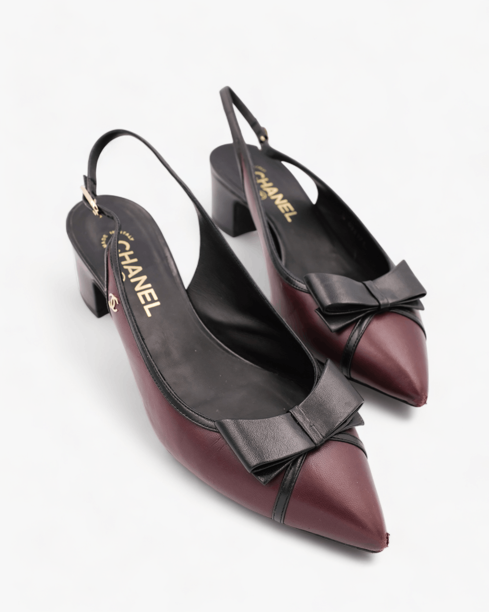 Chanel Chanel black and burgundy slingbacks 39 Size US 8 / IT 38 - 11 Thumbnail