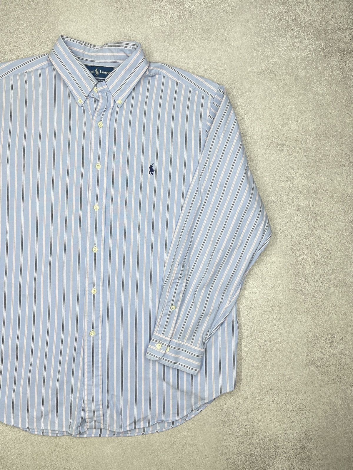 Polo Ralph Lauren Vintage Polo Ralph Lauren Striped Shirt Blue Y2K RRL Size XL Size US XL / EU 56 / 4 - 3 Thumbnail