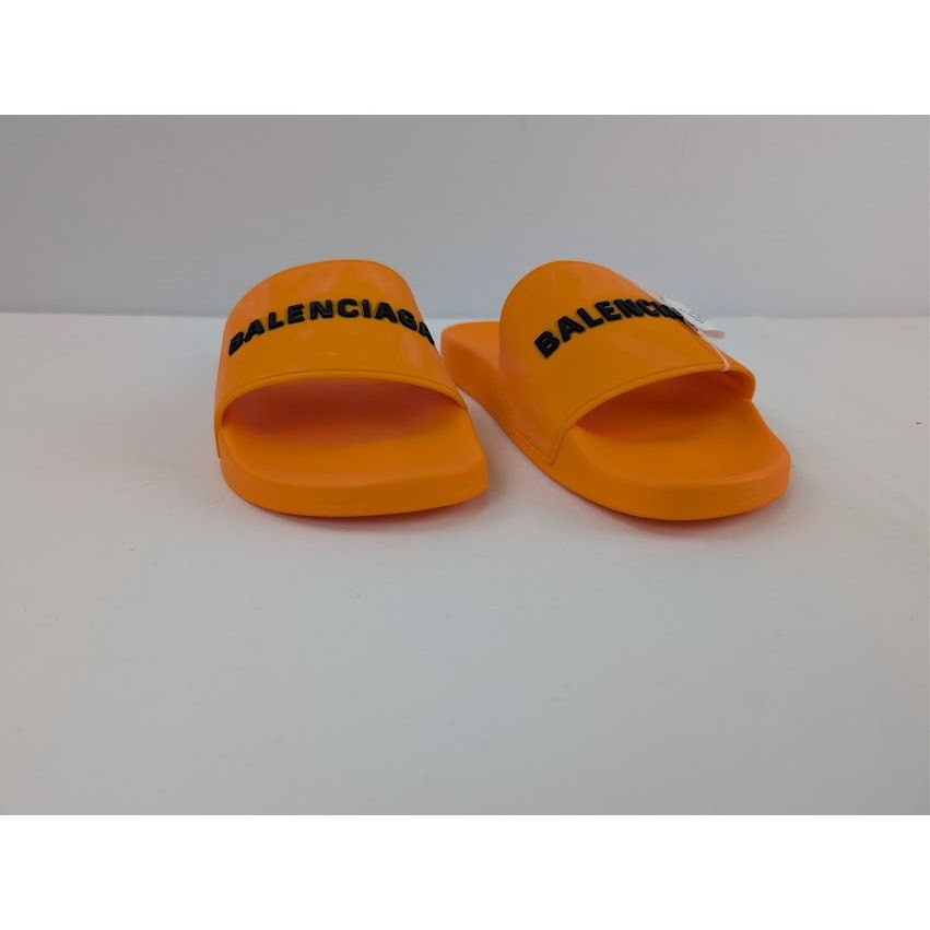 Balenciaga o1rshd1 Q:2 / Rubber Logo Pool Slide Sandals Orange / Black Size US 12 / EU 45 - 5 Thumbnail