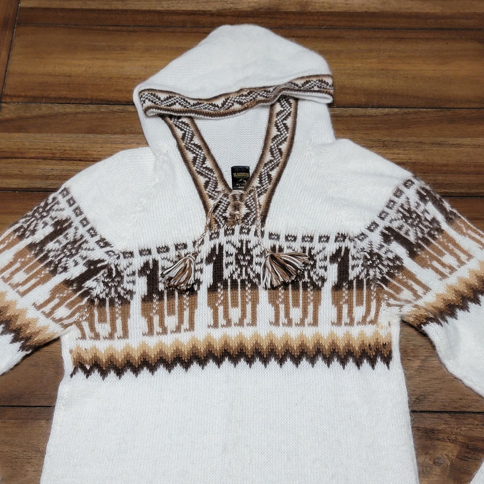 Other Kactus Long Knitted Hooded Sweater 100% Alpaca Wool -Size XS Size XS / US 0-2 / IT 36-38 - 2 Thumbnail