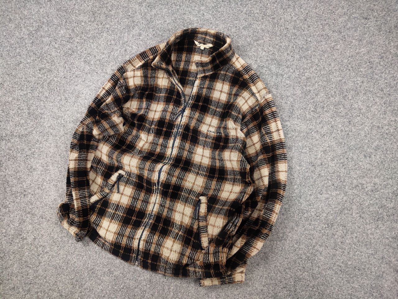 Aquascutum Vintage Aquascutum Zip-Up fleece brown check Sherpa jacket Size US L / EU 52-54 / 3 - 4 Thumbnail