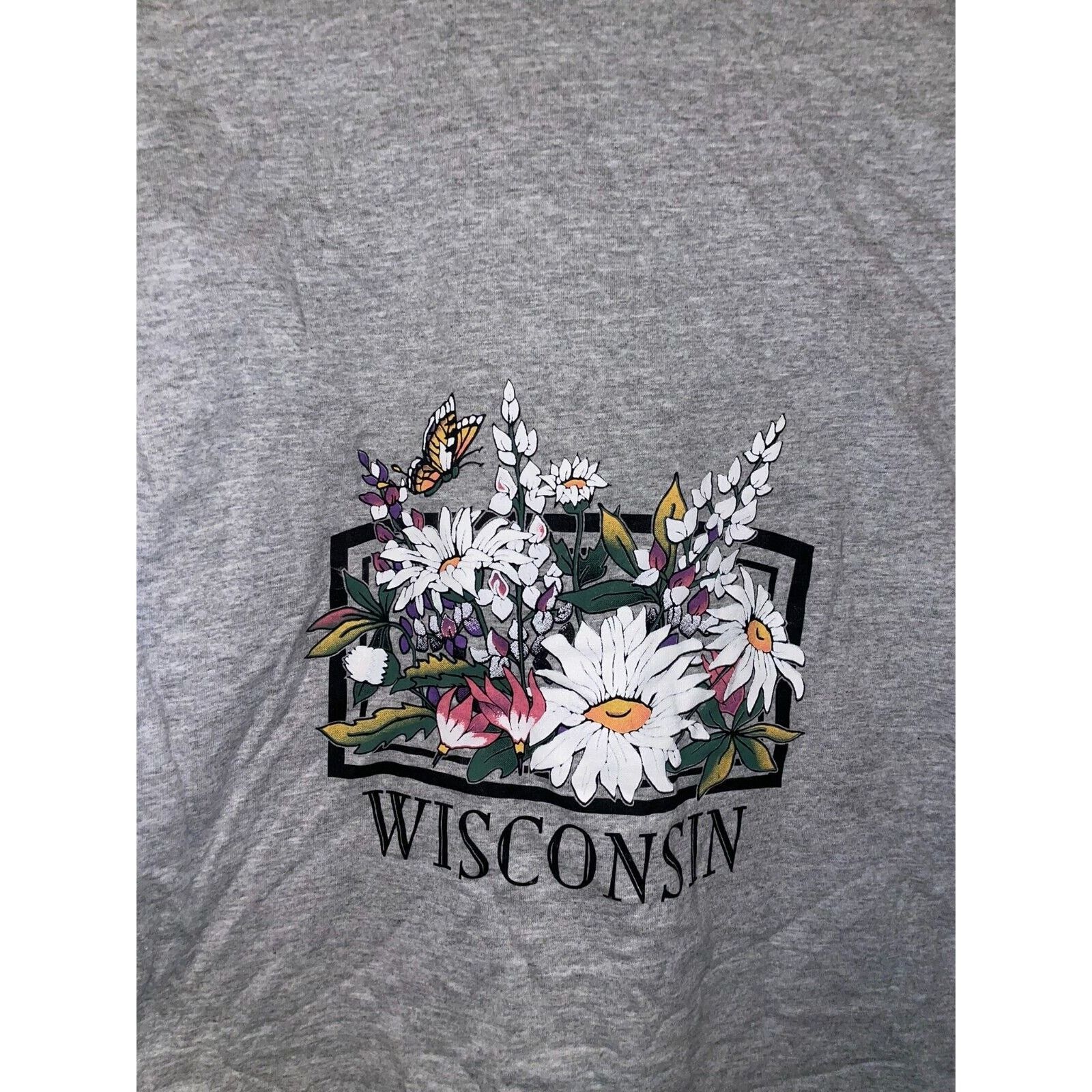 Jerzees Vintage Wisconsin Shirt Wildflowers Flower Test Print VTG L Size US L / EU 52-54 / 3 - 8 Thumbnail
