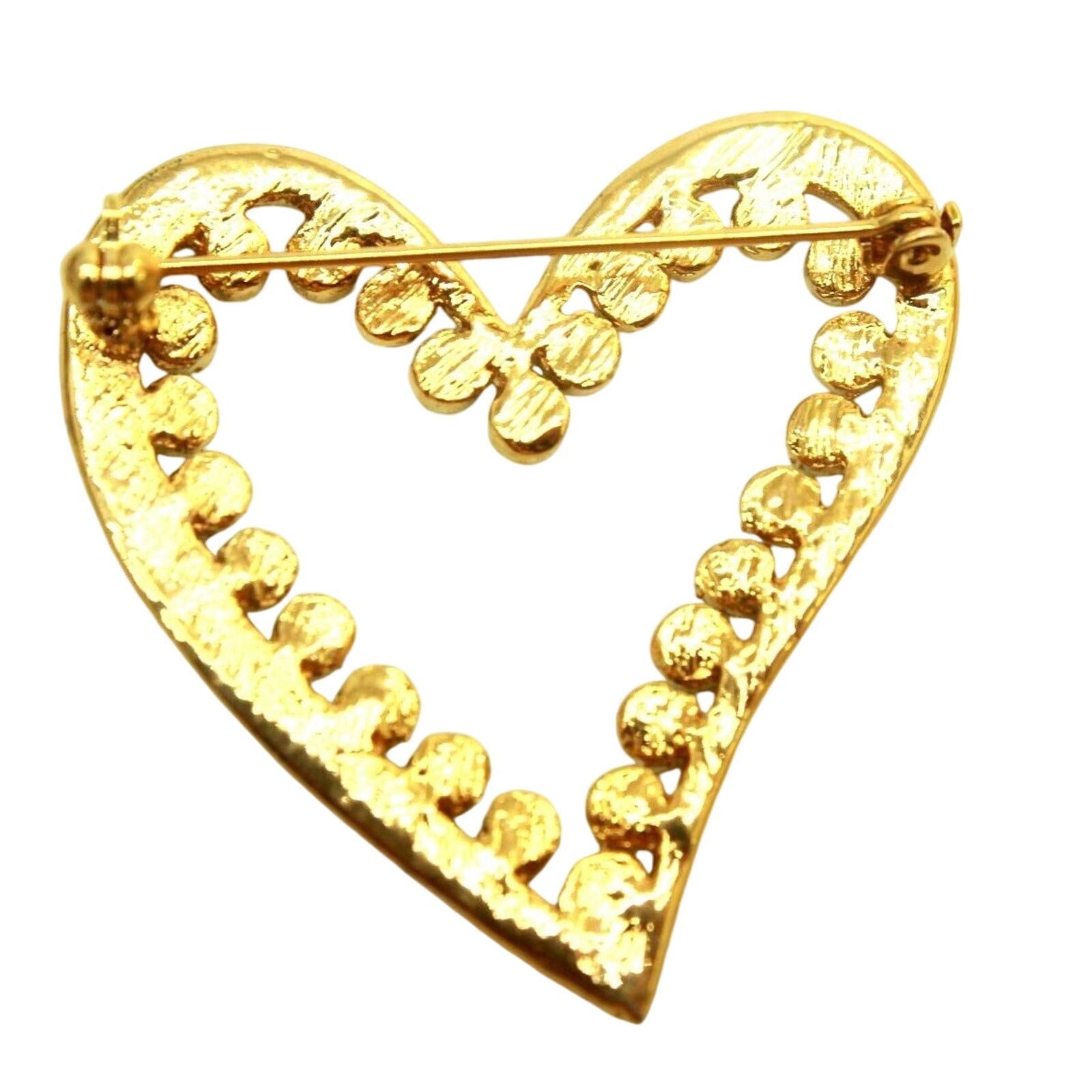 Other Faux Green Peridot Goldtone Heart Brooch Pin Size ONE SIZE - 2 Thumbnail