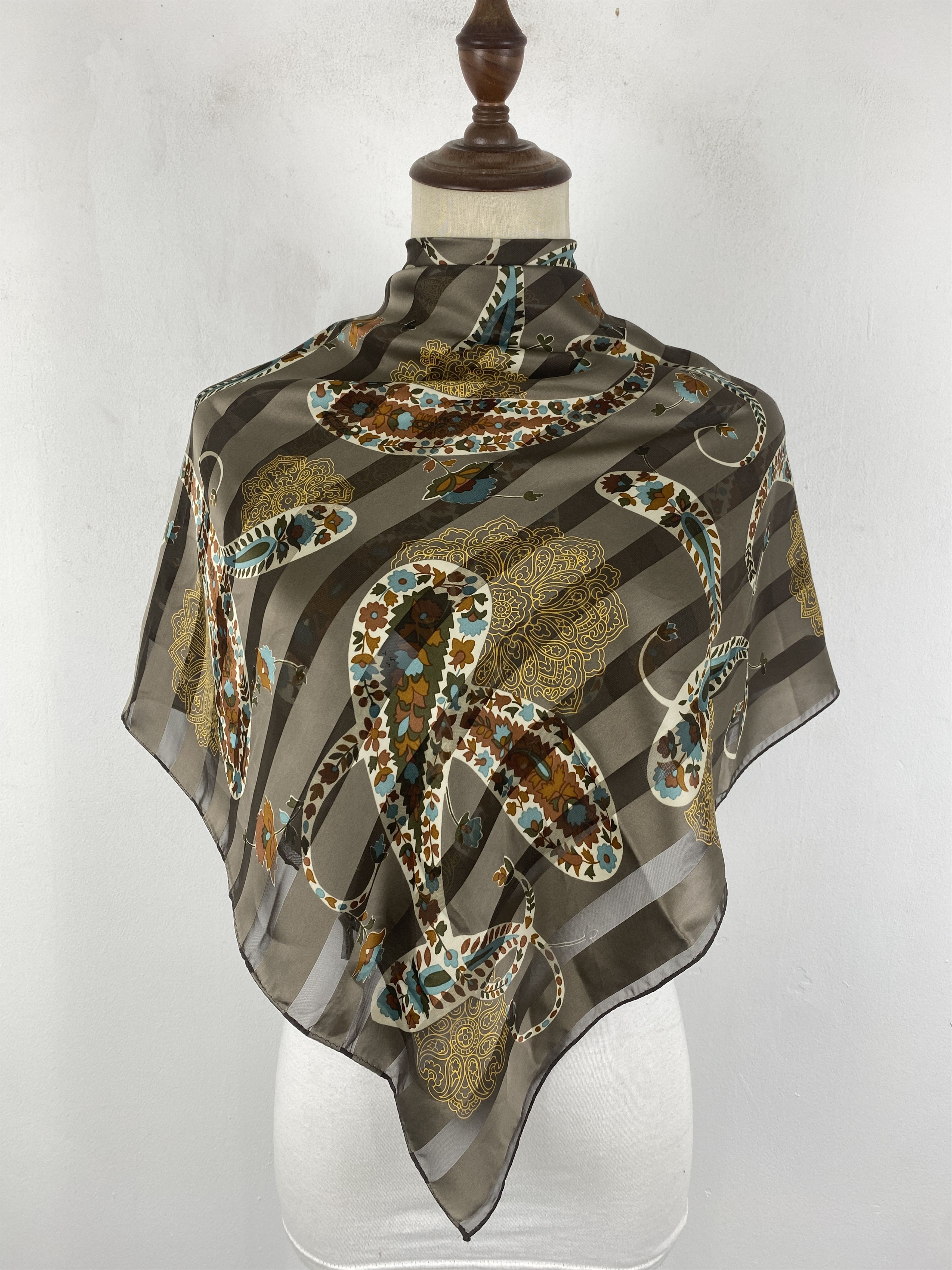 Paisley Silk Scarf Shawl Babushka head Scarf SN0053