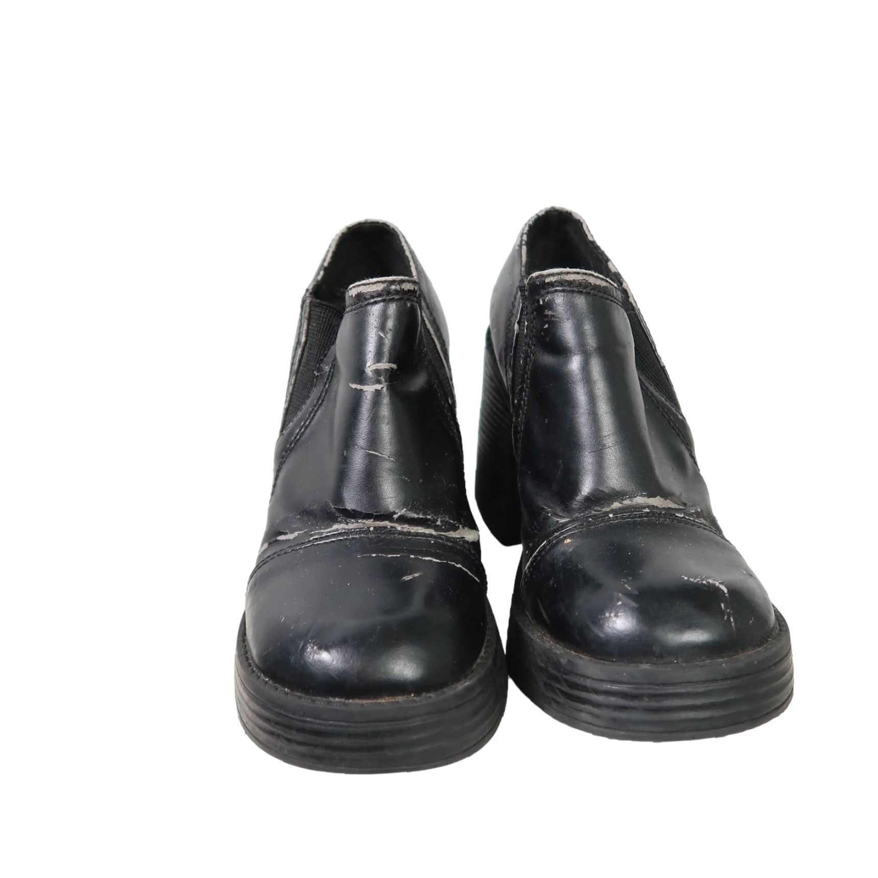 Vintage VINTAGE Soda Black Faux Leather Platform Heeled Ankle Boots 5.5 Womens 90s Size US 6 / IT 36 - 2 Thumbnail
