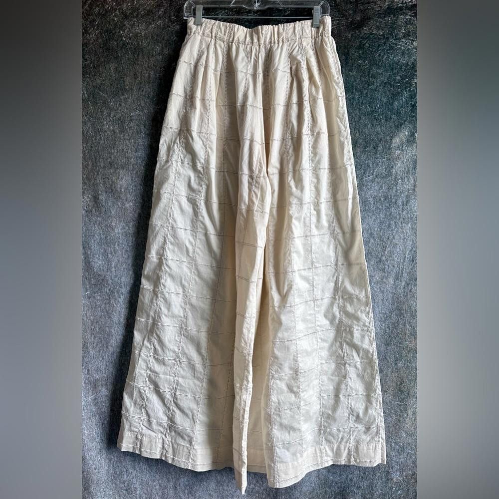 Designer Designer Ivory Cotton High Waist Wide Leg Pants Trousers Size 28" / US 6 / IT 42 - 2 Thumbnail
