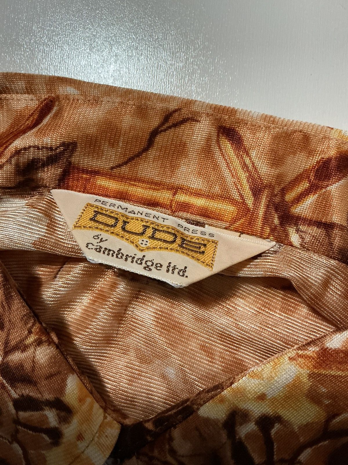 Vintage 1970s Dude By Cambridge Rose Flower Bamboo Polyester Shirt Size US S / EU 44-46 / 1 - 5 Thumbnail