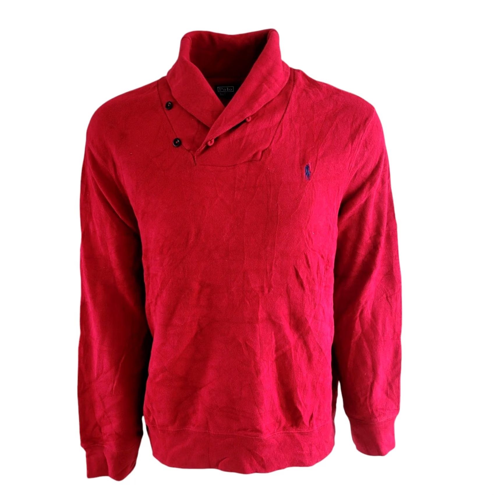 Polo Ralph Lauren Polo Ralph Lauren Red XXL Shawl Collar Sweatshirt Vintage Jumper Men Size XXL Size US XXL / EU 58 / 5 - 2 Thumbnail