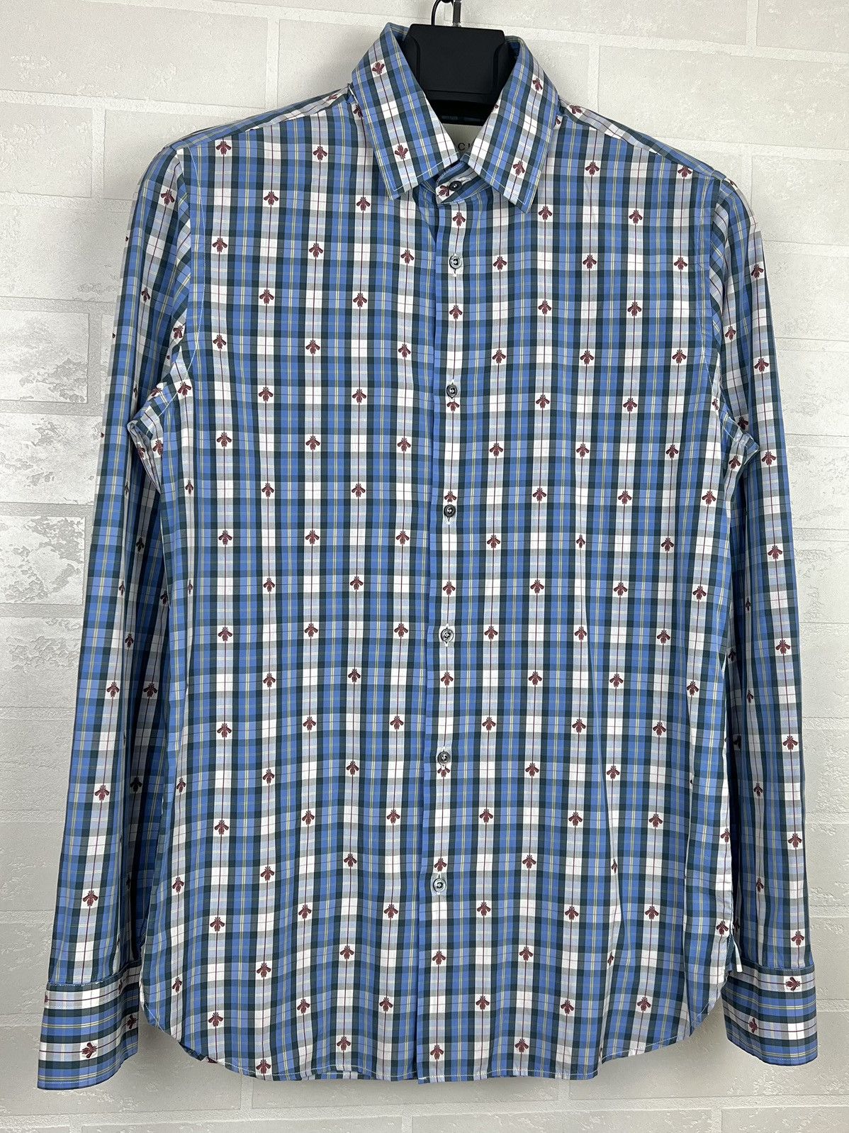 Gucci GUCCI Shirt Button Up Monogram Embroidered Bee Checkered Size US S / EU 44-46 / 1 - 5 Thumbnail