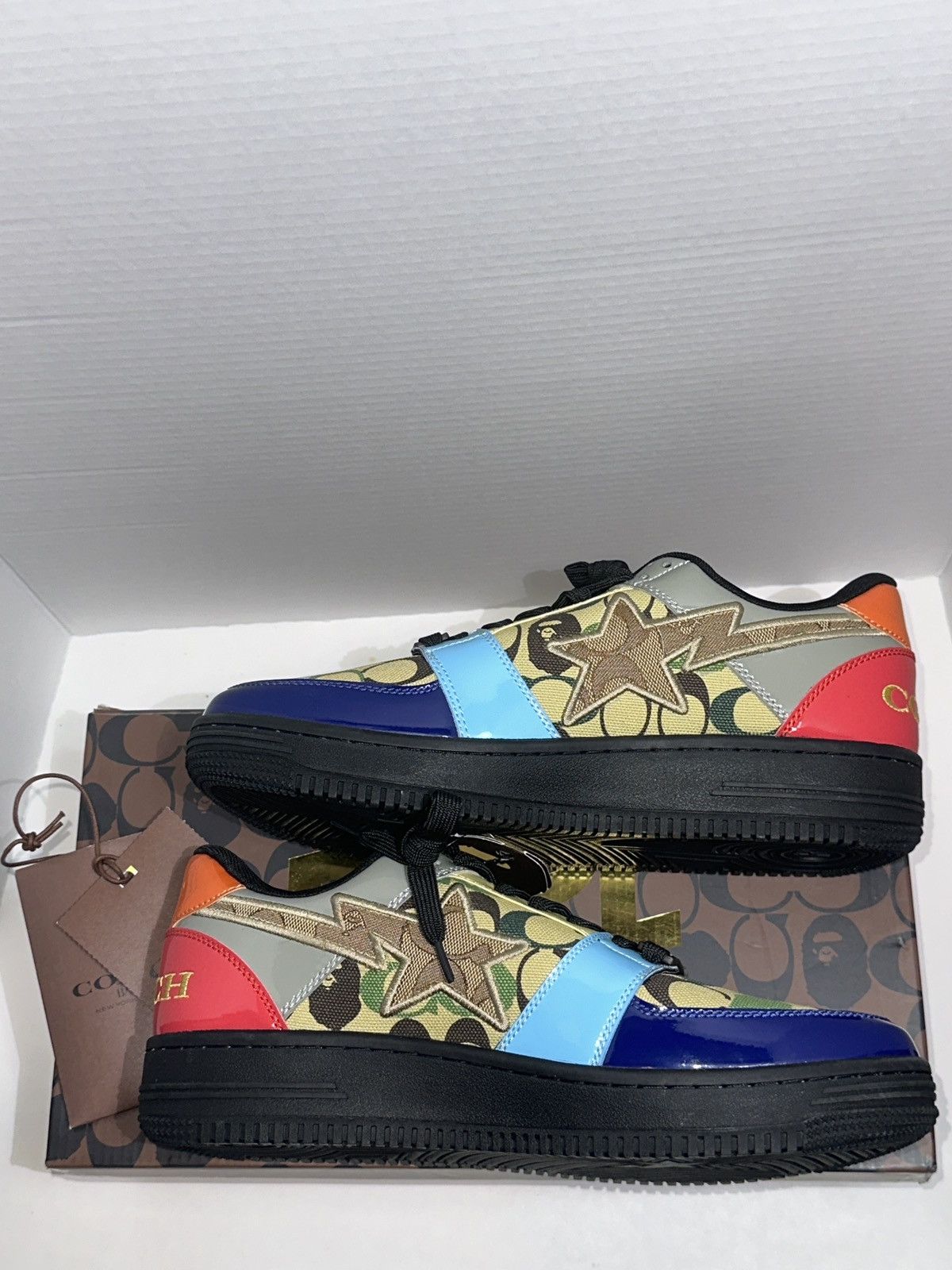 Bape × Coach RARE! BAPE X Coach Crazy Camo Multi Patent Bapesta DS US11 Size US 11 / EU 44 - 2 Thumbnail