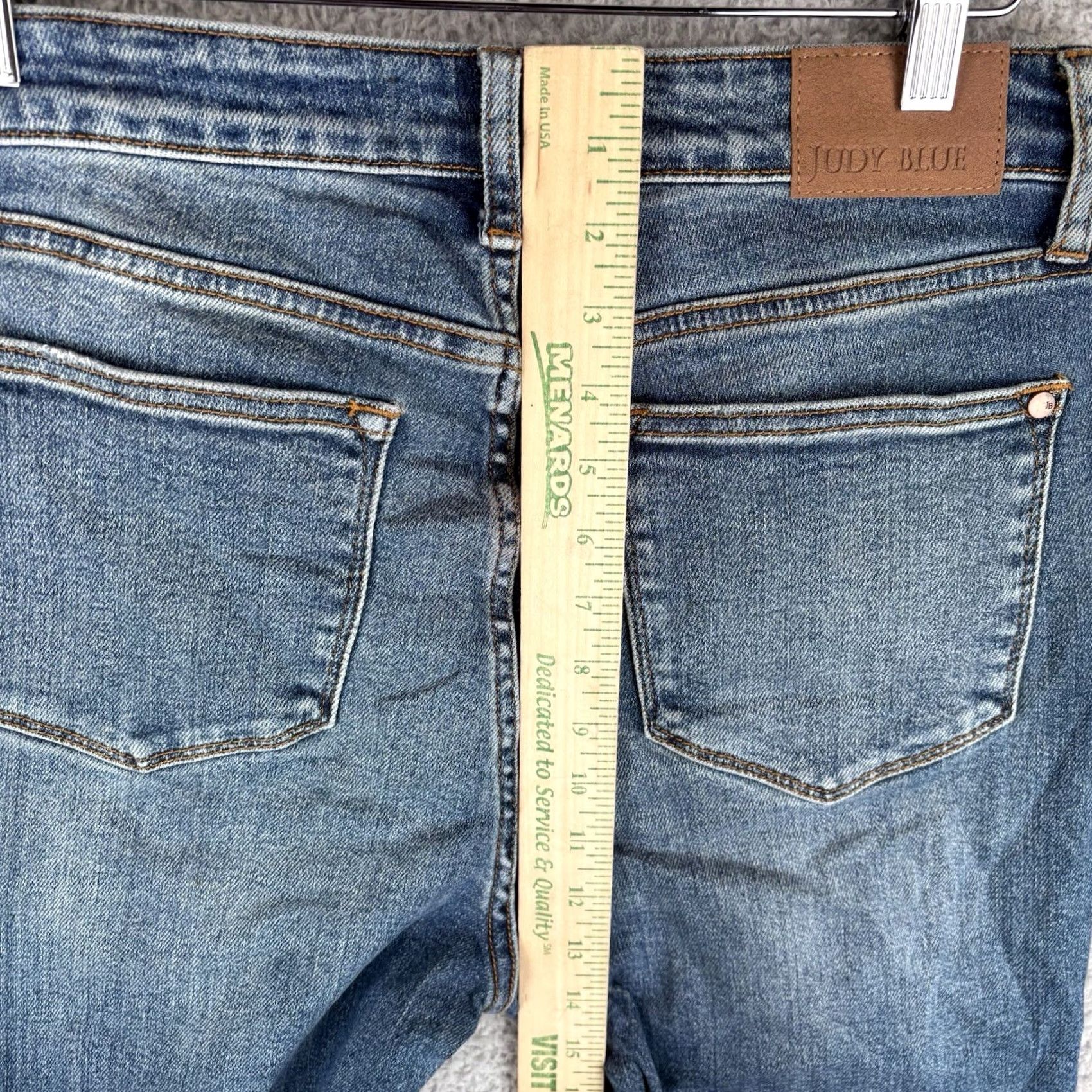 Vintage Judy Blue Jeans Straight Fit High Rise 30x30 30x33 Plaid Cuff Blue Denim Women's 5-Pocket Modern Bohemian Western Vintage? Size 32" / US 10 / IT 46 - 6 Thumbnail