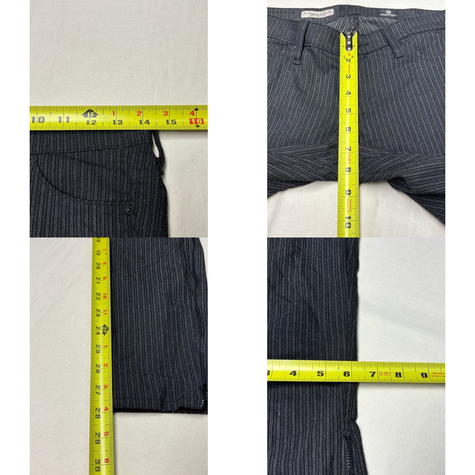 Vintage AG Adriano Goldschmied Legging Ankle Zip Pinstripe Skinny 25R W28 L28 USA Womens Pants Size 28" / US 6 / IT 42 - 9 Thumbnail