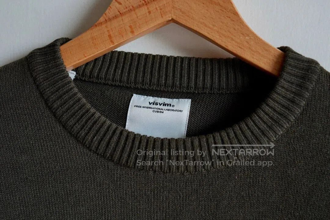 Visvim Green Long Sleeve Sweater with Contrast Elbow Patches. Size US S / EU 44-46 / 1 - 4 Thumbnail