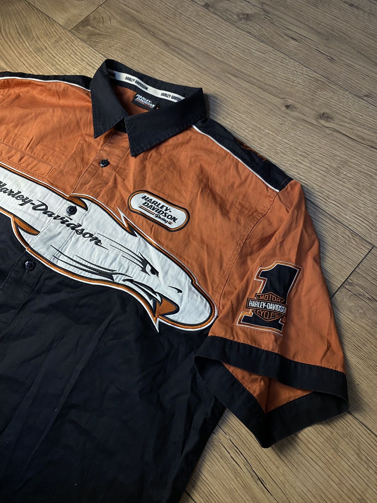 Harley Davidson × Vintage Vintage Harley-Davidson Shirt Mens Racing Mechanic Screamin Size US XL / EU 56 / 4 - 2 Thumbnail